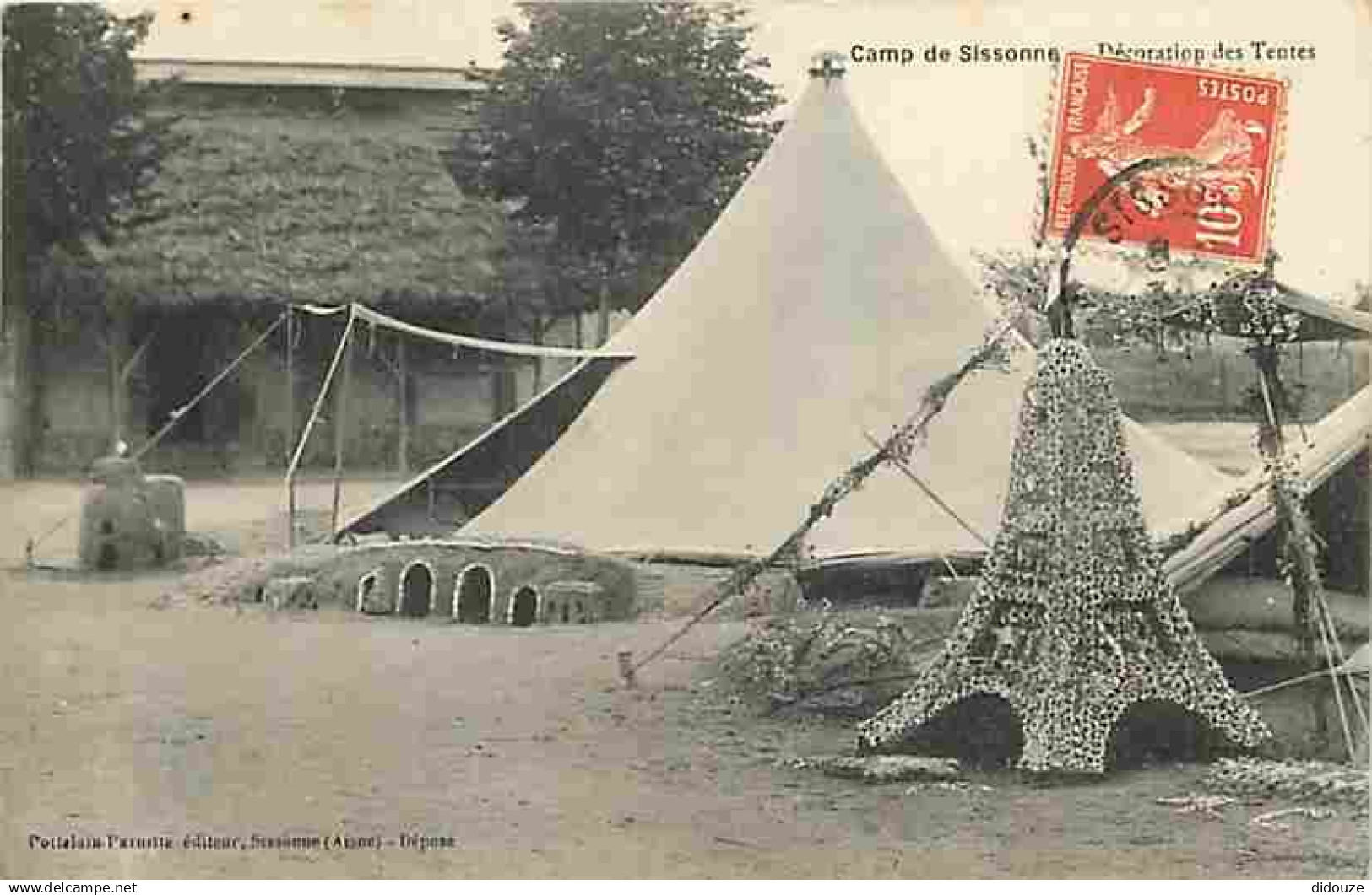 02 - Sissonne - Camp de Sissonne - Décoration des Tentes - CPA - Voir Scans Recto-Verso