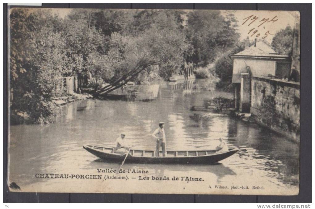 08 - Vallée de l'Aisne - Chateau-Porcien (Ardennes) - Les Bords de l'Aisne  - Barque