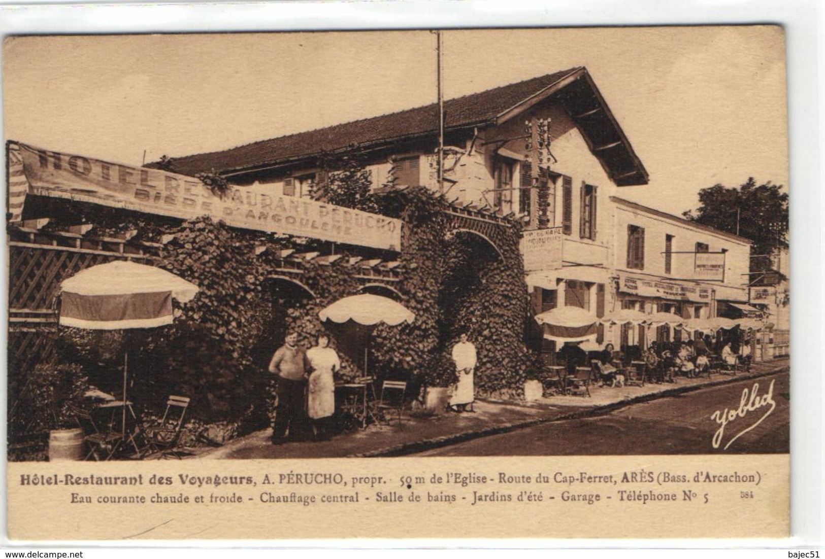 1 cpa Arès - hôtel restaurant des voyageurs A.Pérucho