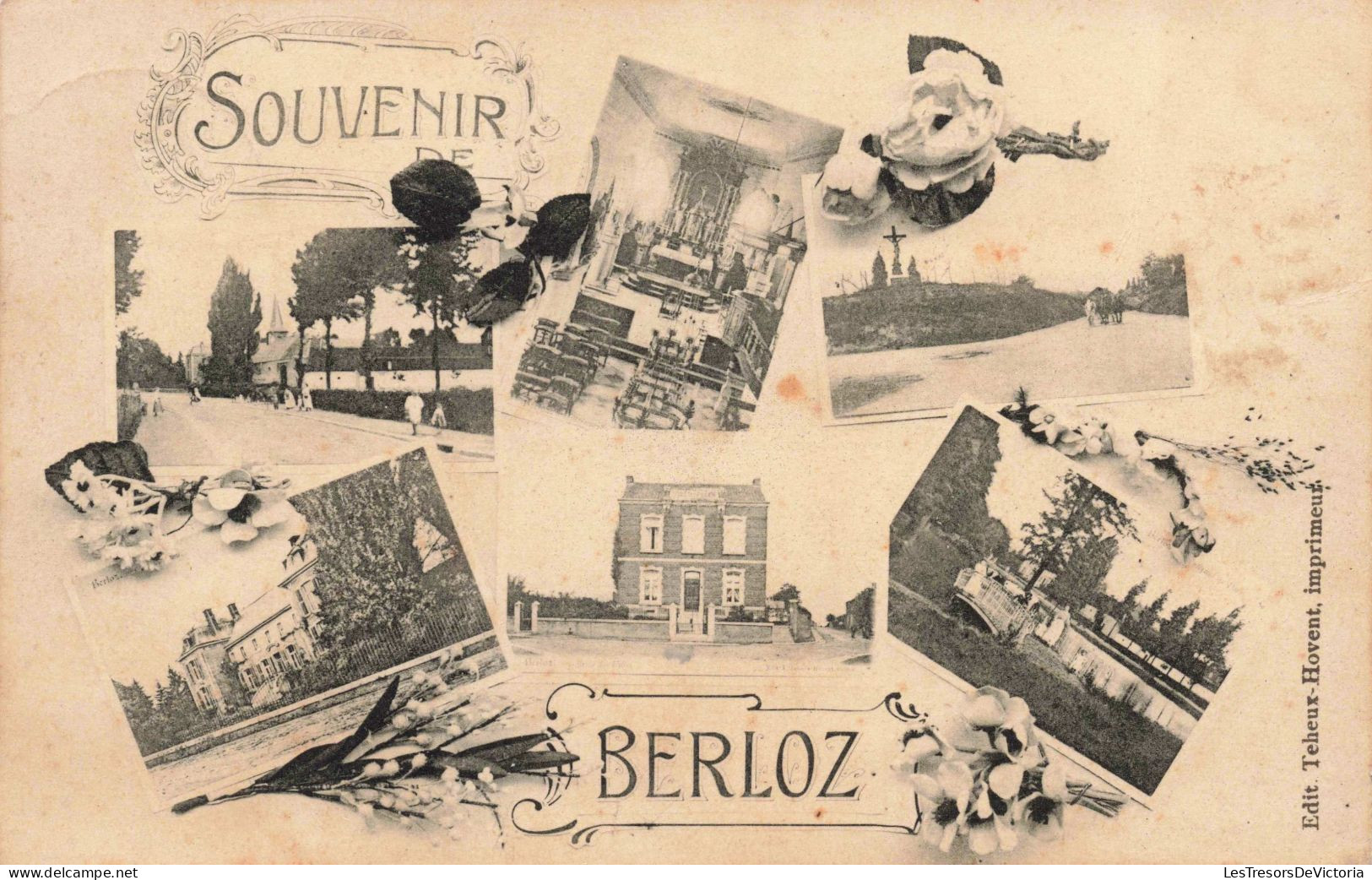 [-10%] Belgique - Berloz - Souvenir de Berloz - Multivue - Edit. Colin -  Teheux Hovent  - Carte Postale Ancienne