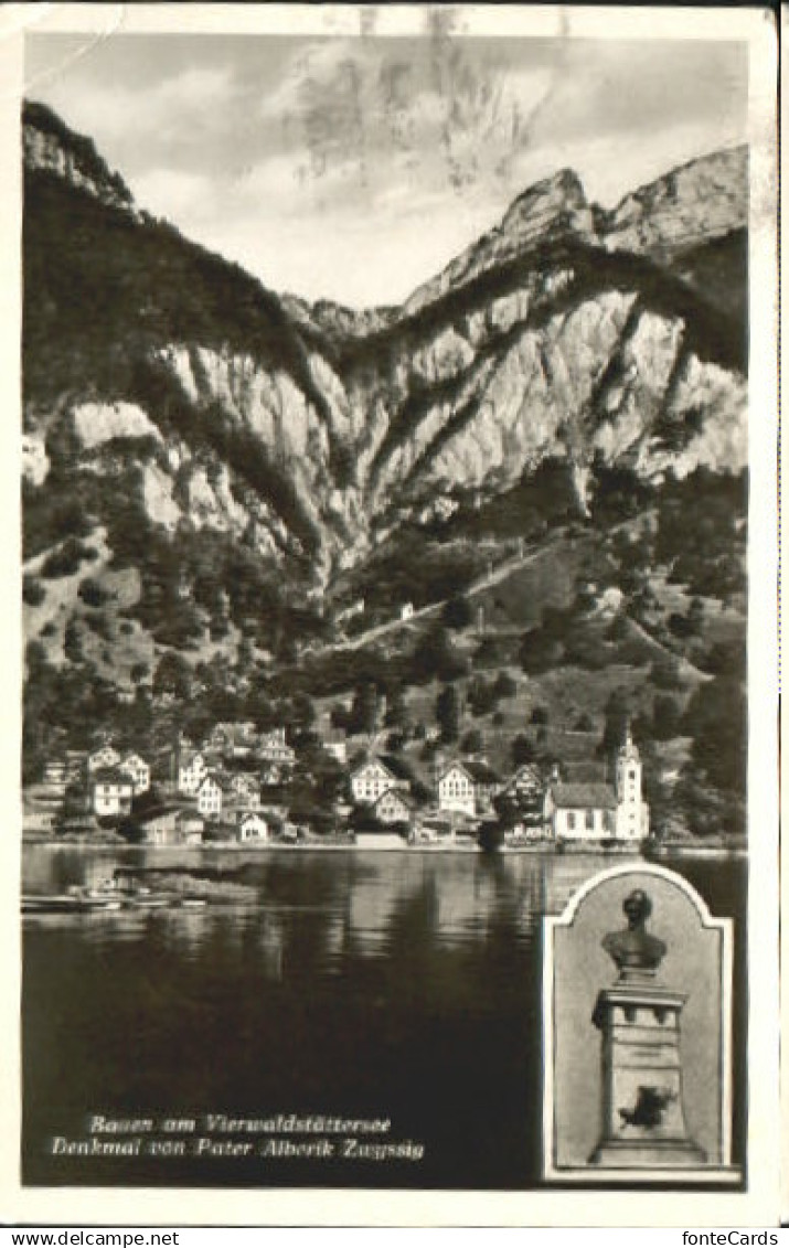 10550176 Bauen Vierwaldstaettersee Denkmal Alberich Zwyssig x 1945