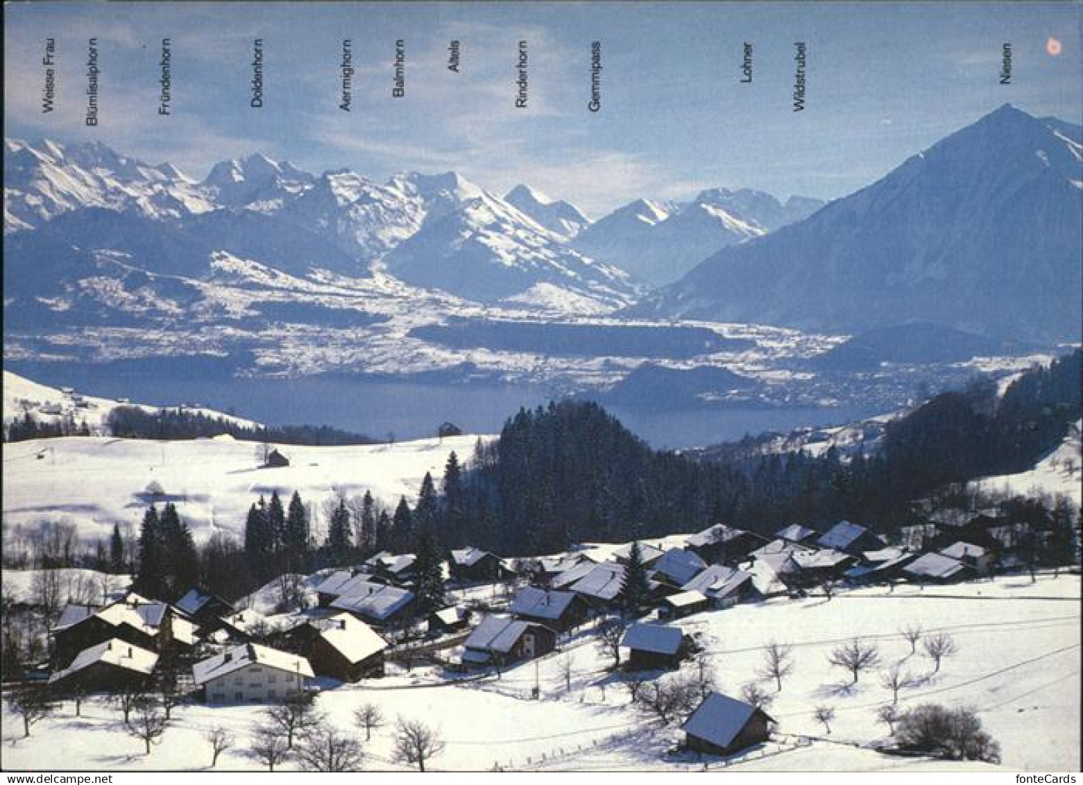 11429100 Schwanden BE Ortsansicht mit Alpenpanorama Schwanden BE