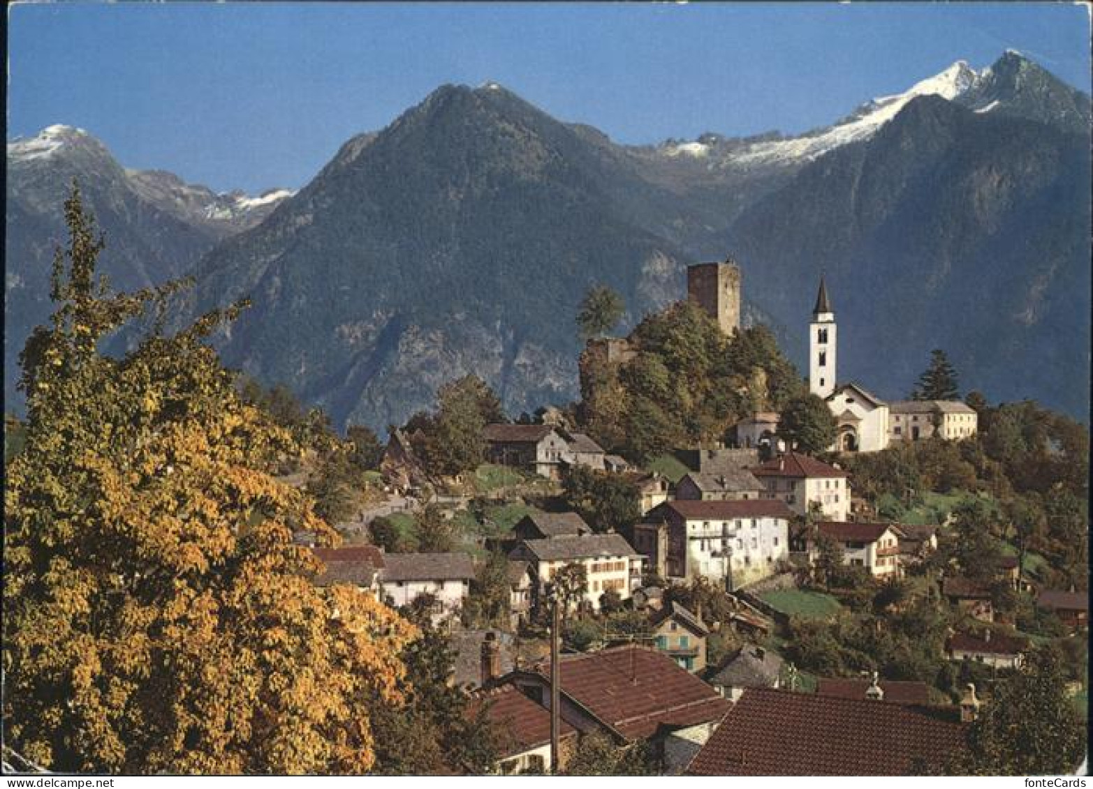 11439128 Sta Maria Calanca Panorama mit Valle Calanca Sta Maria Calanca