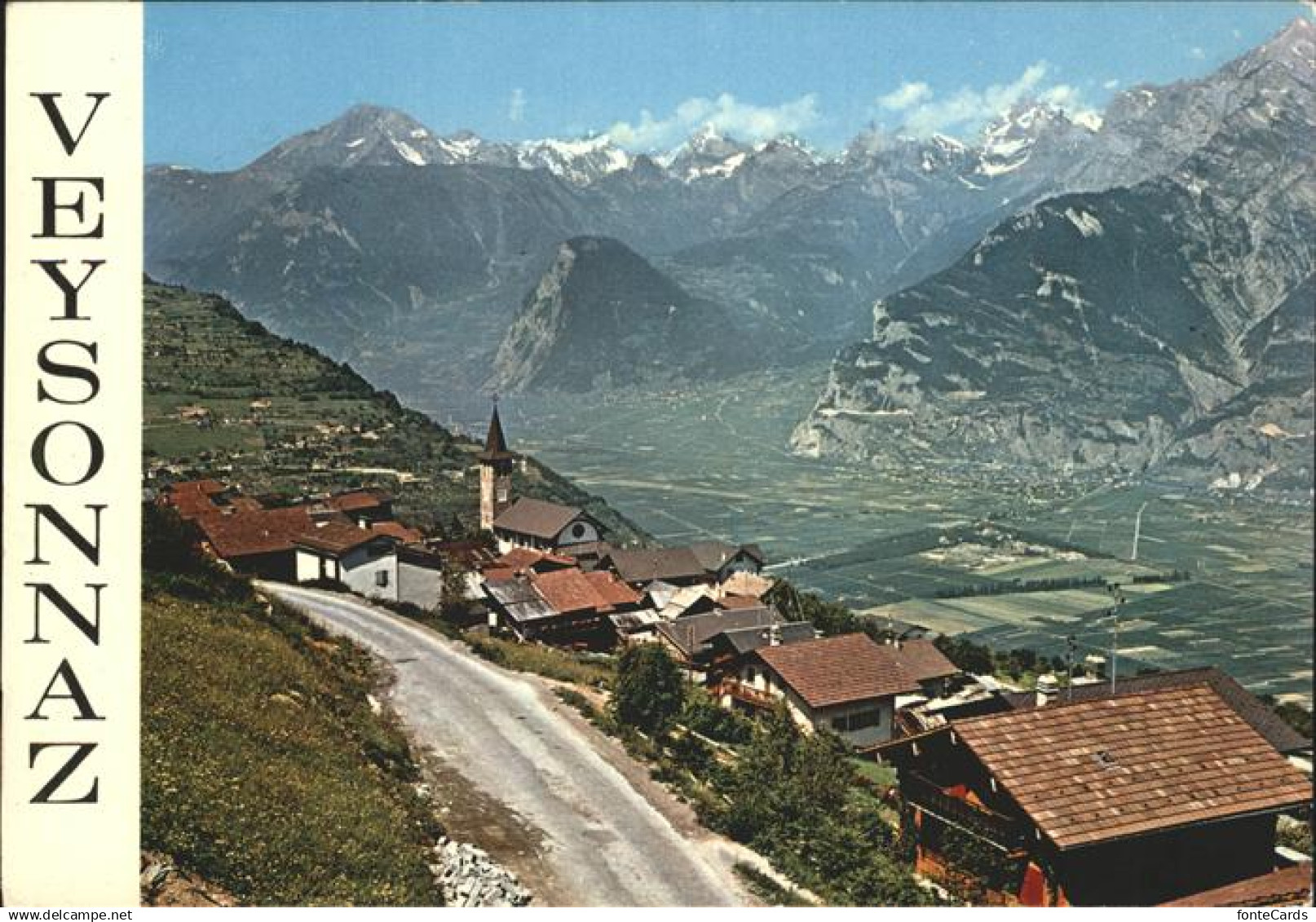 11466866 Veysonnaz Ortsansicht mit Kirche Alpenpanorama