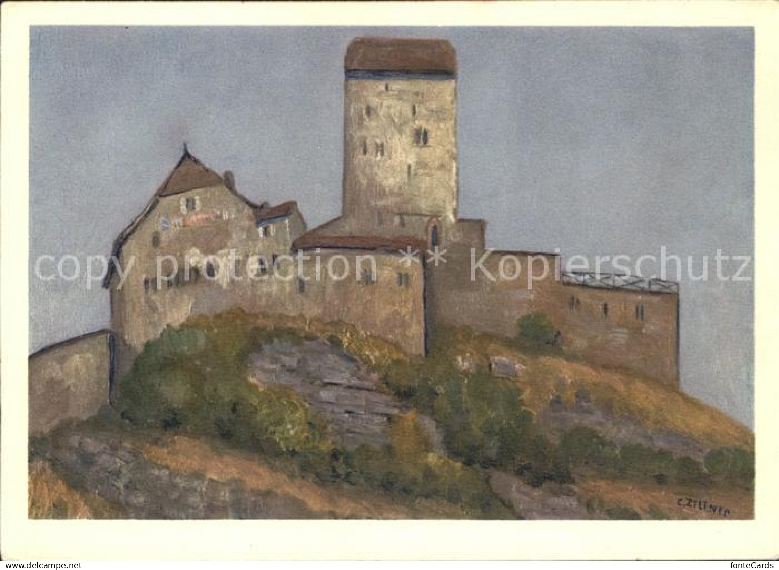 11630817 Sargans Schloss Sargans Kuenstlerkarte Sargans