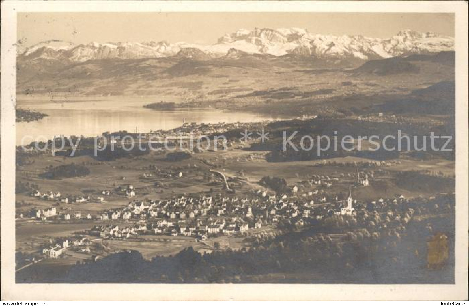 11659095 Adliswil Panorama mit Zuerichsee und Glaernischgruppe Adliswil