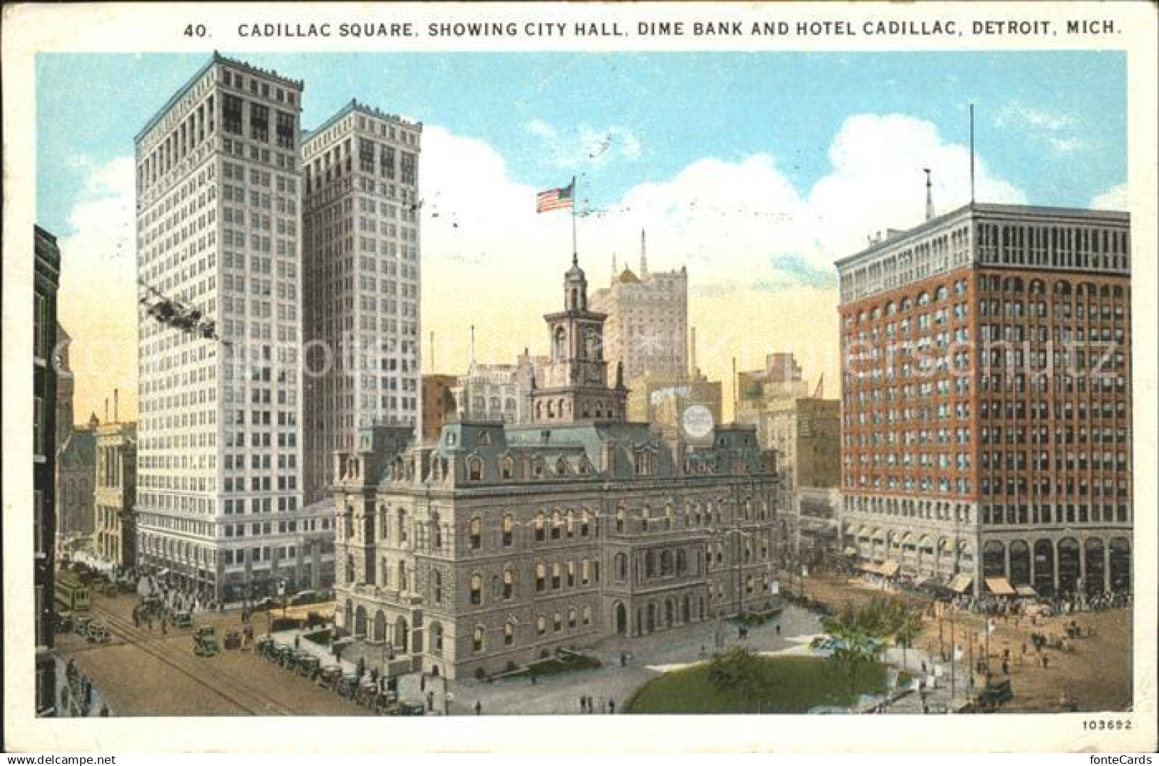 11700467 Detroit_Michigan Cadillac Square City Hall Dime Bank Hotel Cadillac