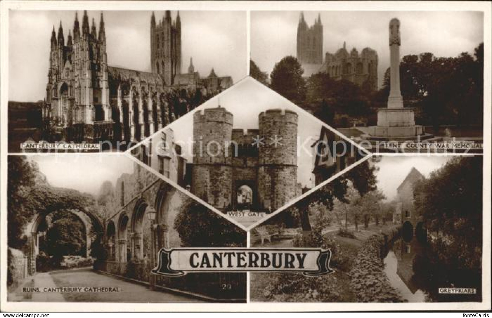 11732497 Canterbury Kent Cathedral Ruins Kent County War Memorial West Gate Grey