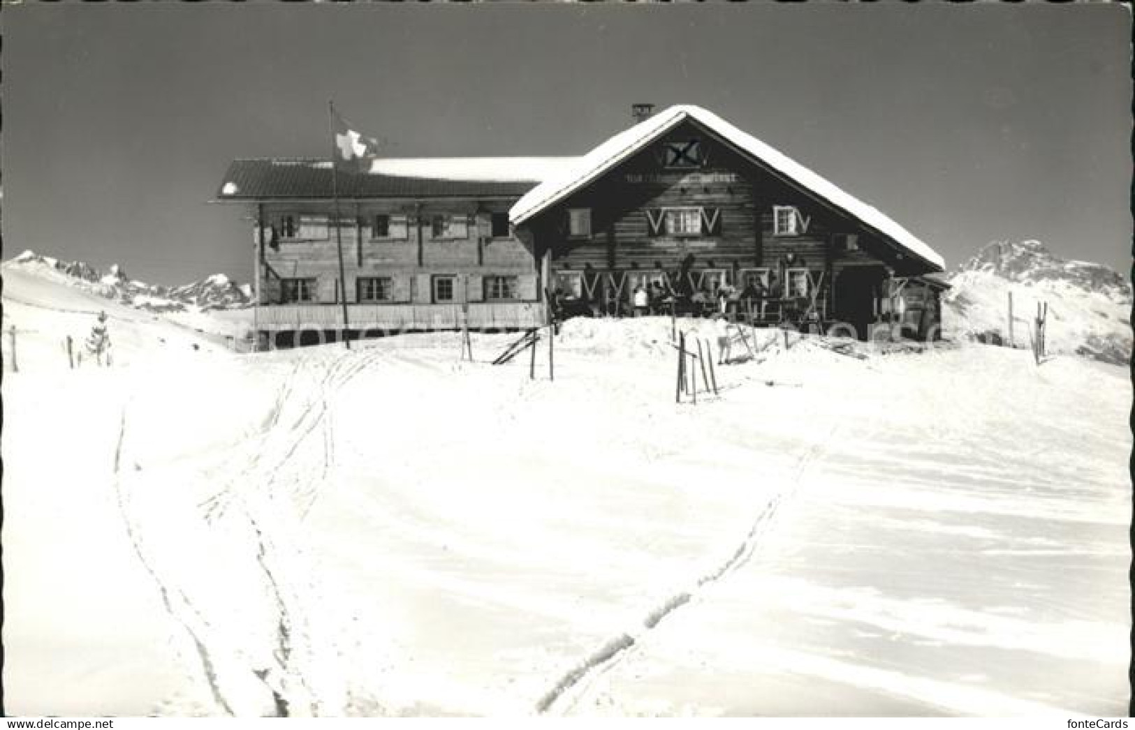 11773519 Davos Parsenn GR Skihaus Heuberge Fideris Jenaz gegen Schesaplana Sulzf