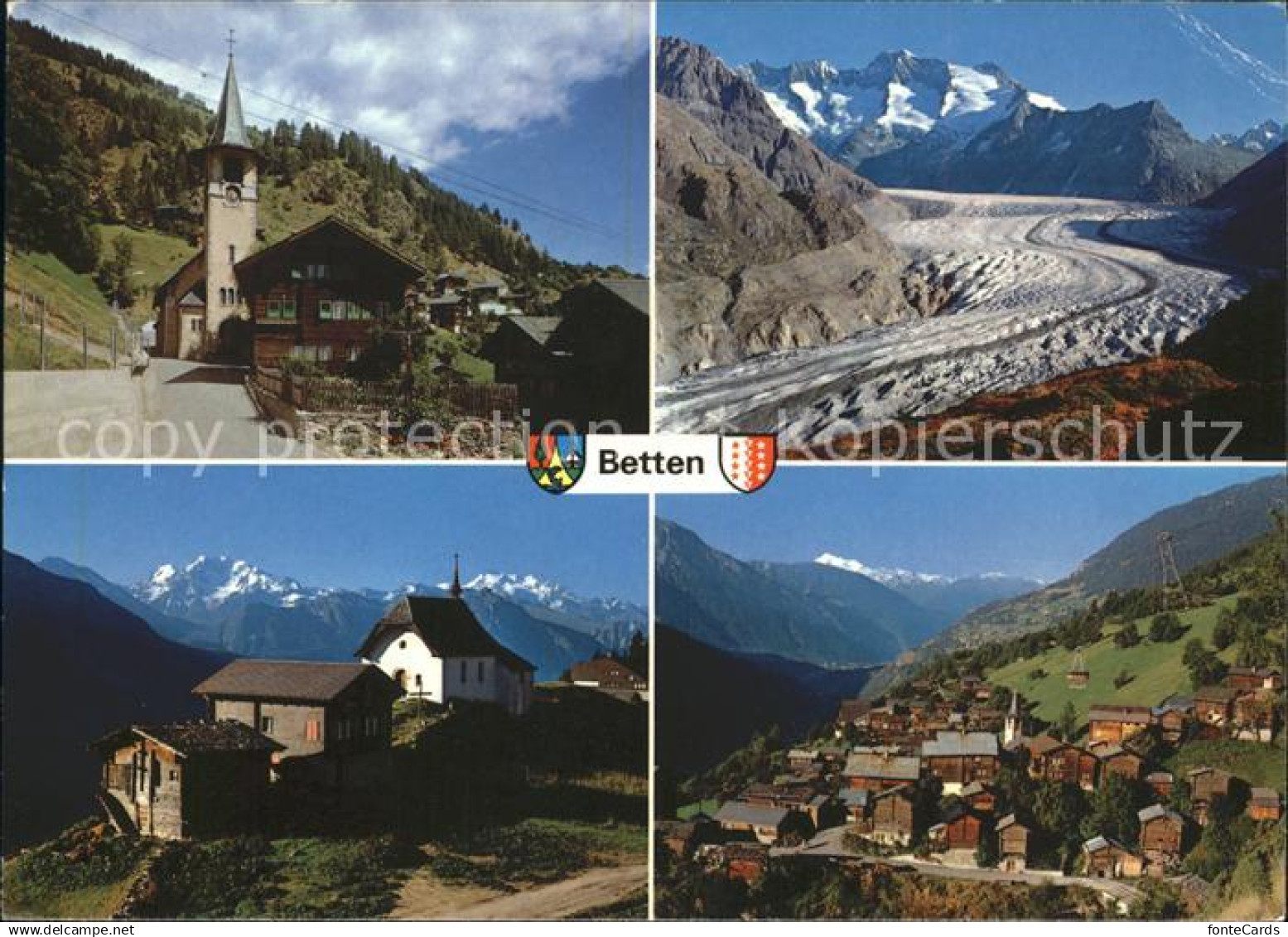 11877236 Betten VS Kirche Bettmeralp Aletschgletscher Weisshorn