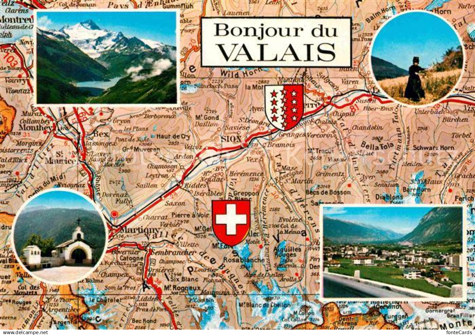 12781133 Leuk VS Le Valais Pays des vacances Landkarte Wallis