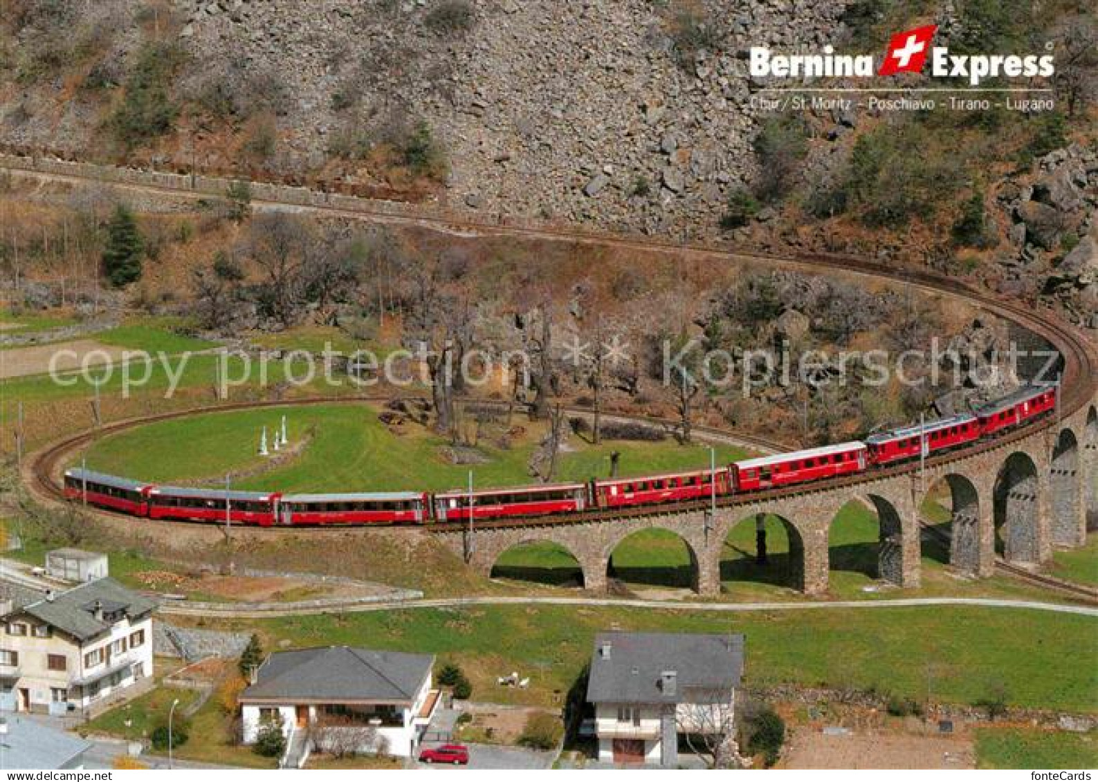 12783191 Rhaetische Bahn Bernina-Express Kehrviadukt Brusio