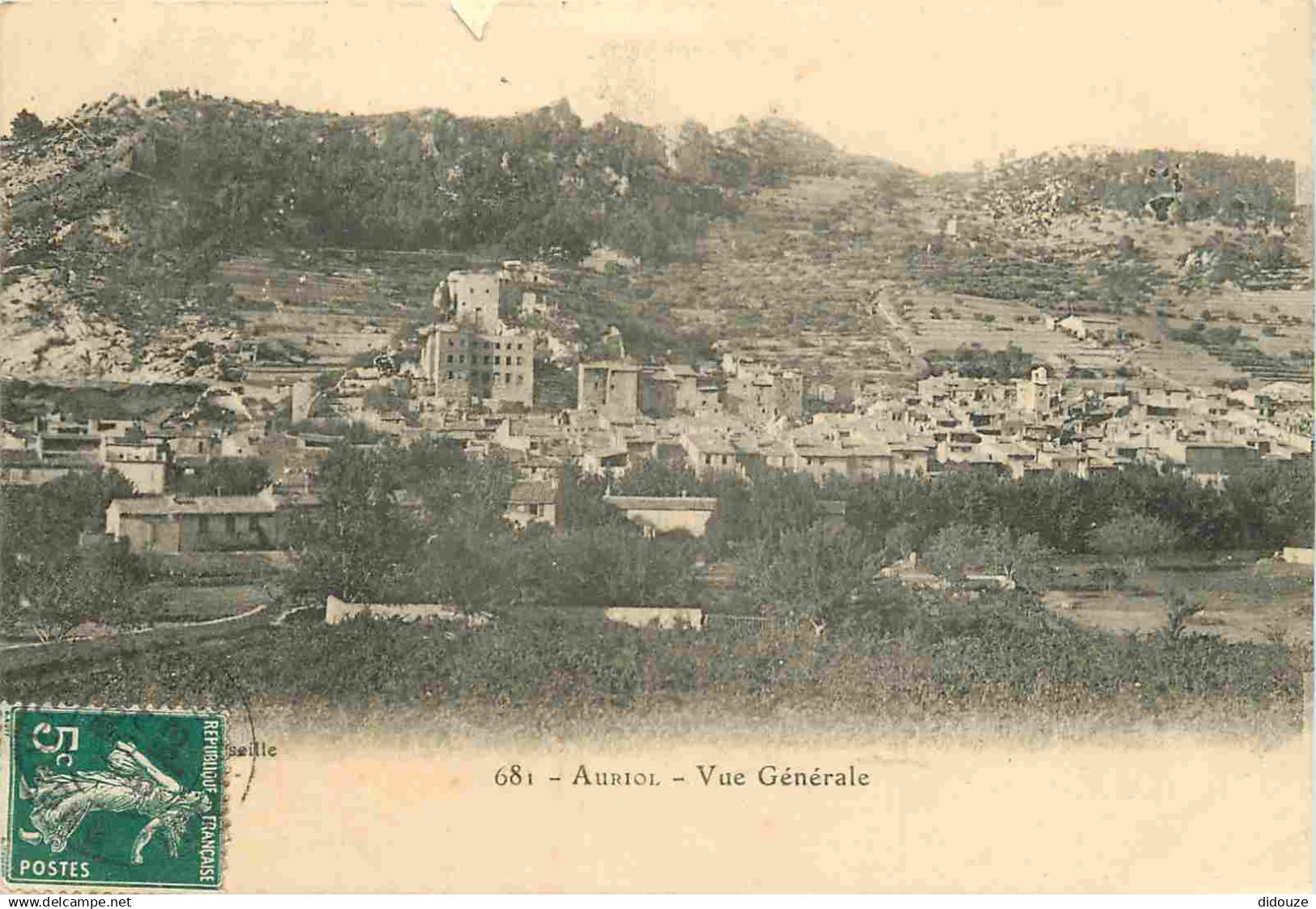 13 - Auriol - Vue Générale - CPA - Oblitération ronde de 1909 - Voir Scans Recto-Verso