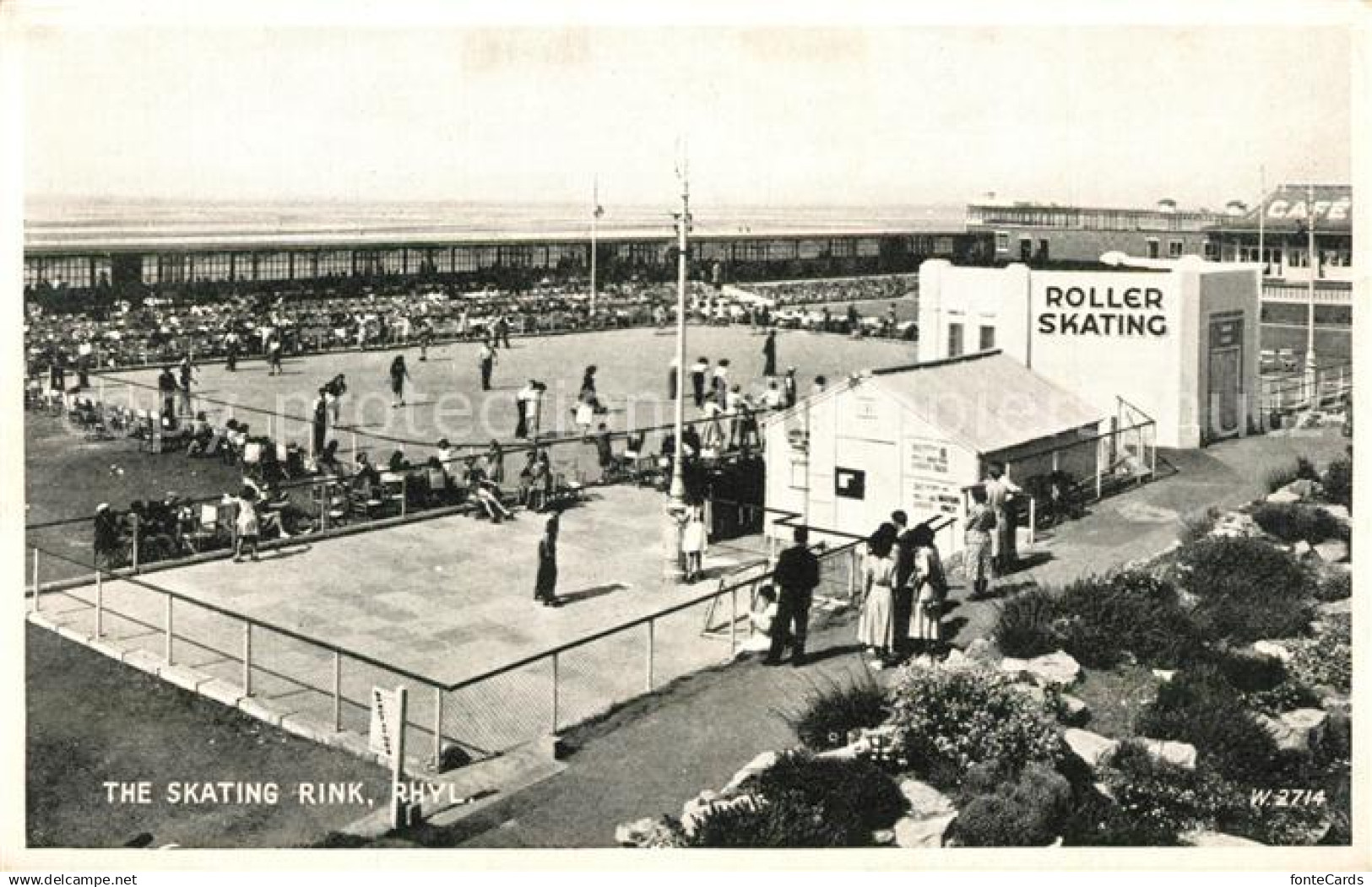 13238841 Rhyl Denbighshire Skating Rink Valentine's Postcard Silveresque