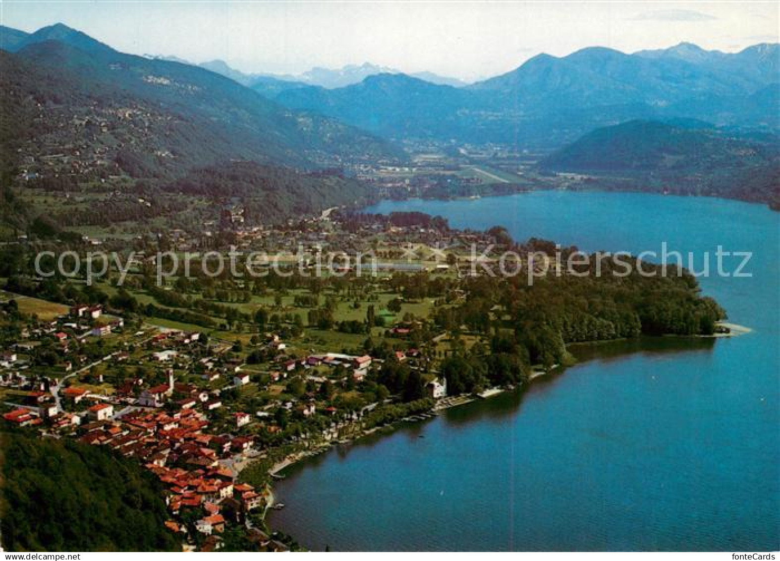 13246534 Caslano Luganersee Alpenpanorama Fliegeraufnahme