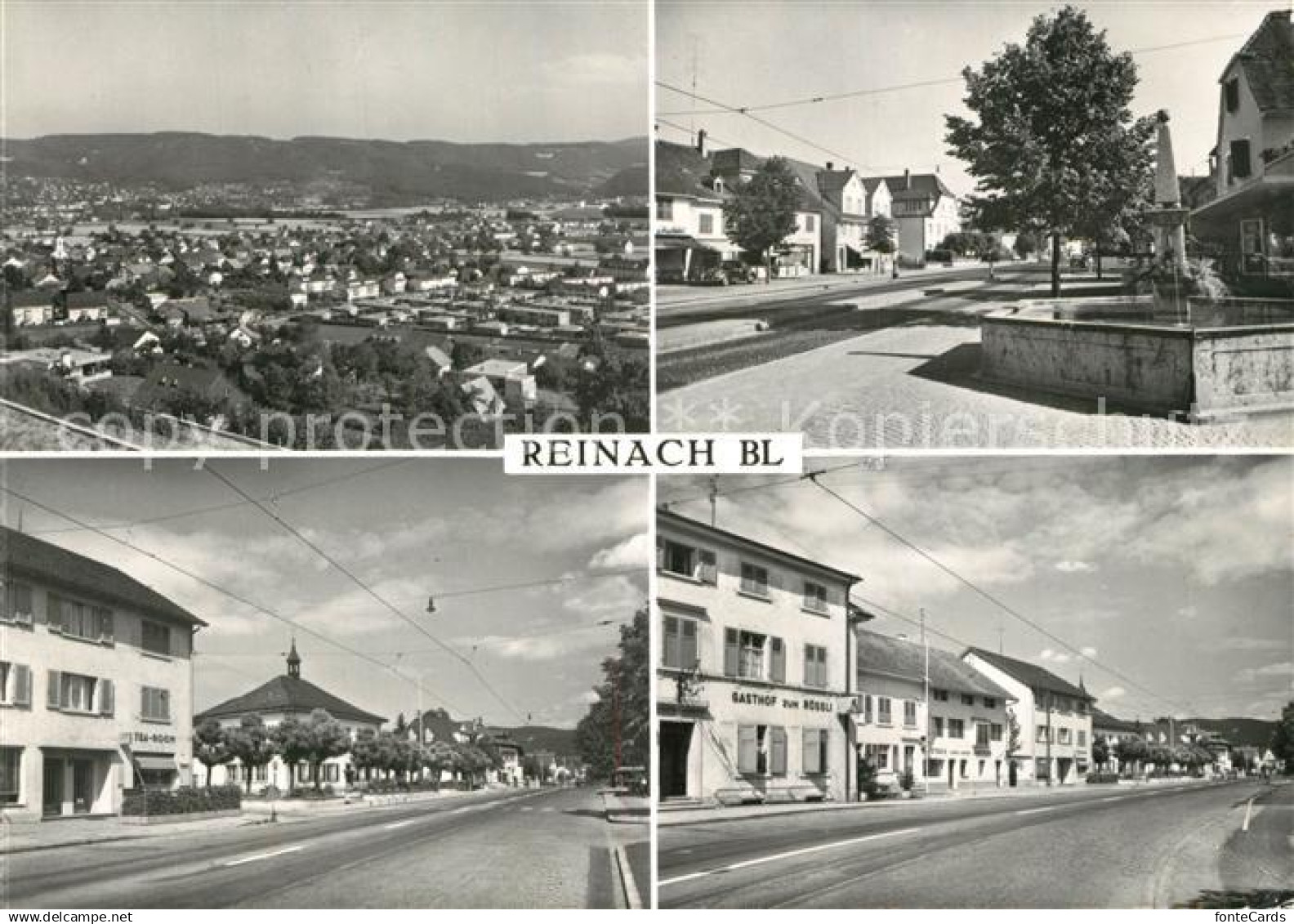 13330713 Reinach BL Panorama Brunnen Strassenpartien Reinach BL