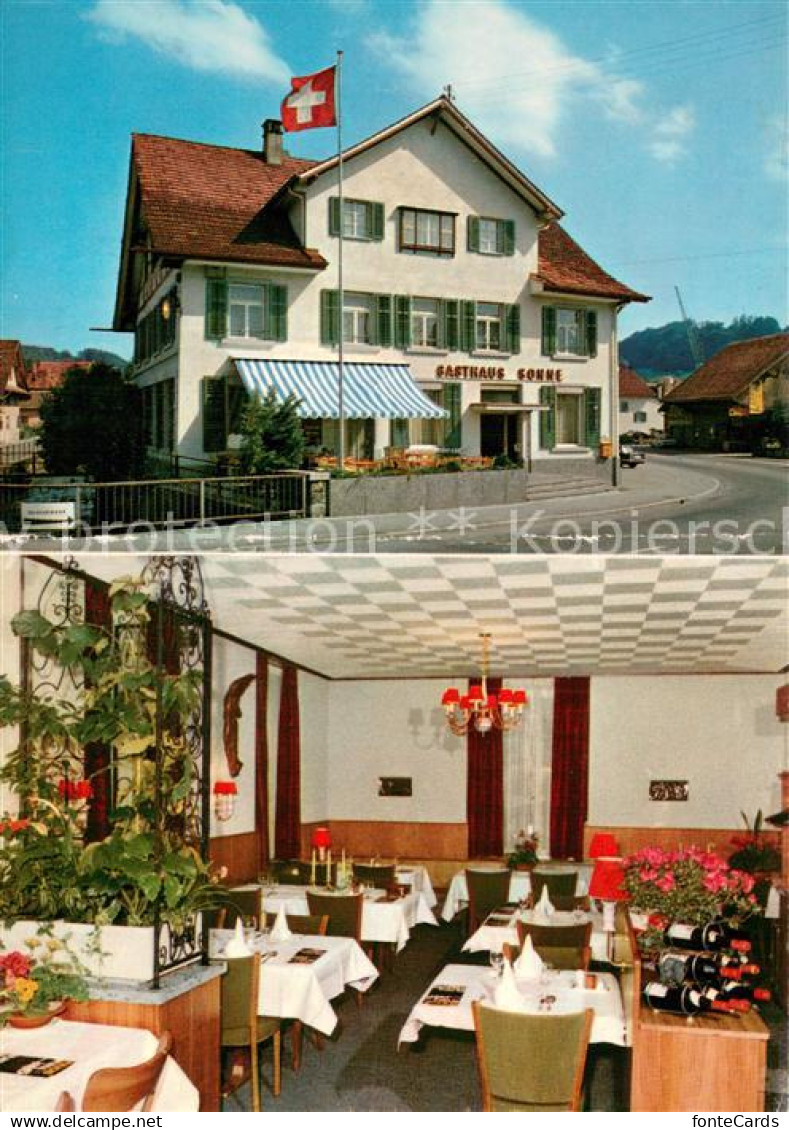 13707751 Birmensdorf Hotel Restaurant Sonne Schweizer Flagge Birmensdorf