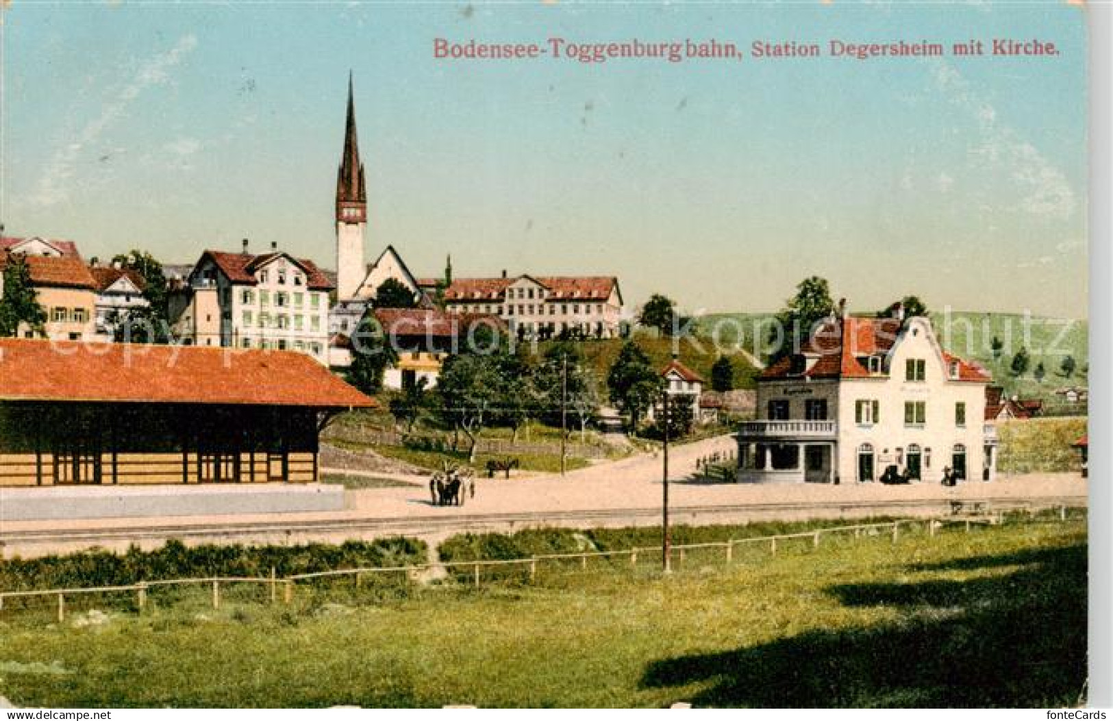 13851043 Degersheim  SG Bodensee Toggenburgbahn Station Degersheim mit Kirche