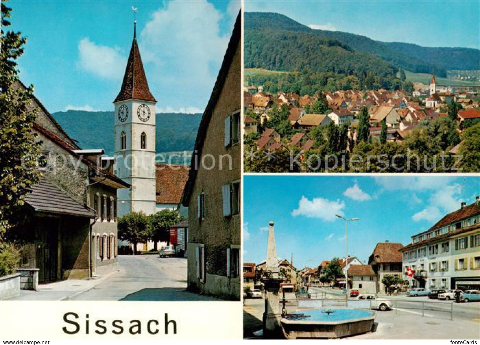 13864595 Sissach BL Kirche Panorama Brunnen