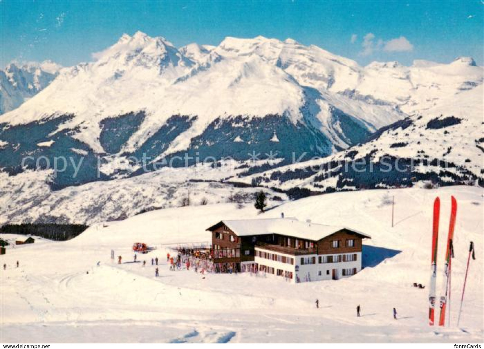 13866391 Surcuolm Bergrestaurant Cuolm Sura Winterpanorama Skigebiet Alpen