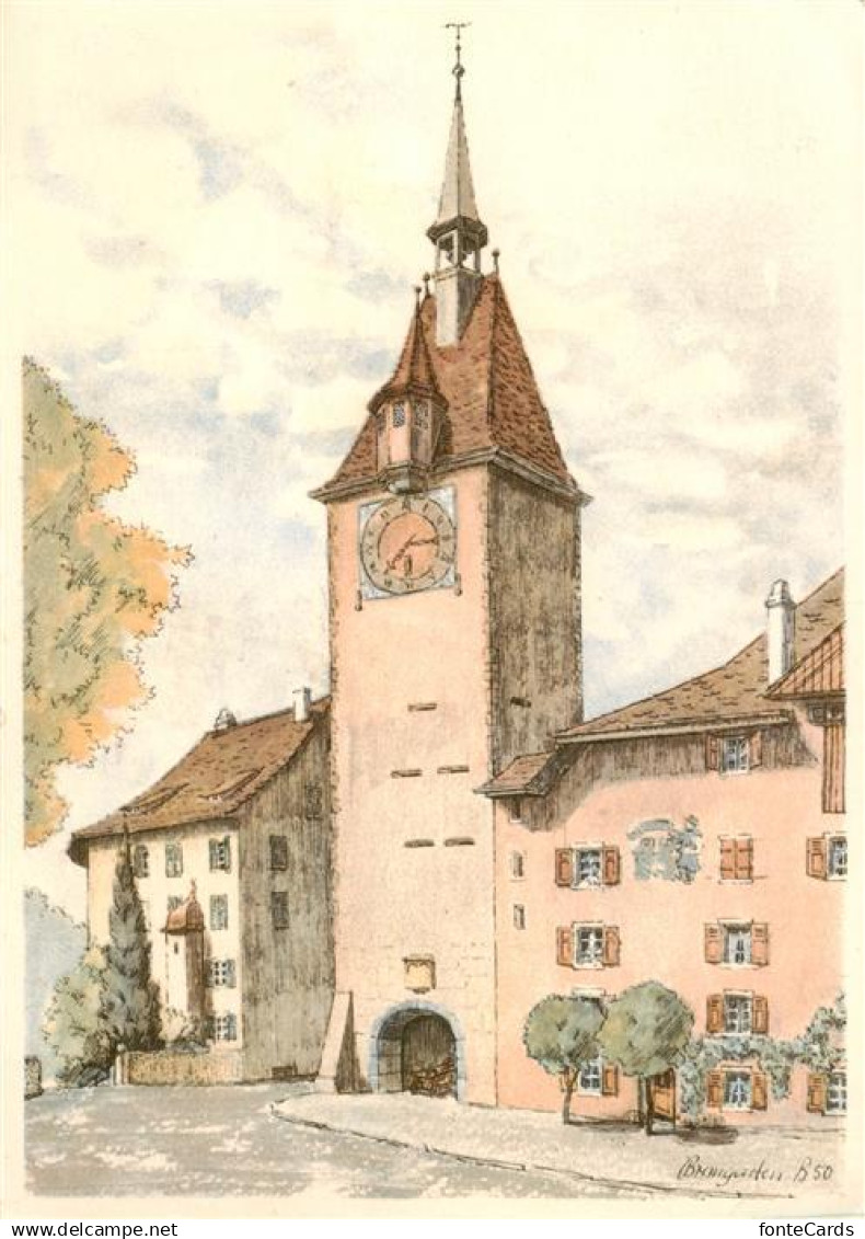 13887386 Bremgarten BE Spittelturm Kuenstlerkarte Bremgarten BE