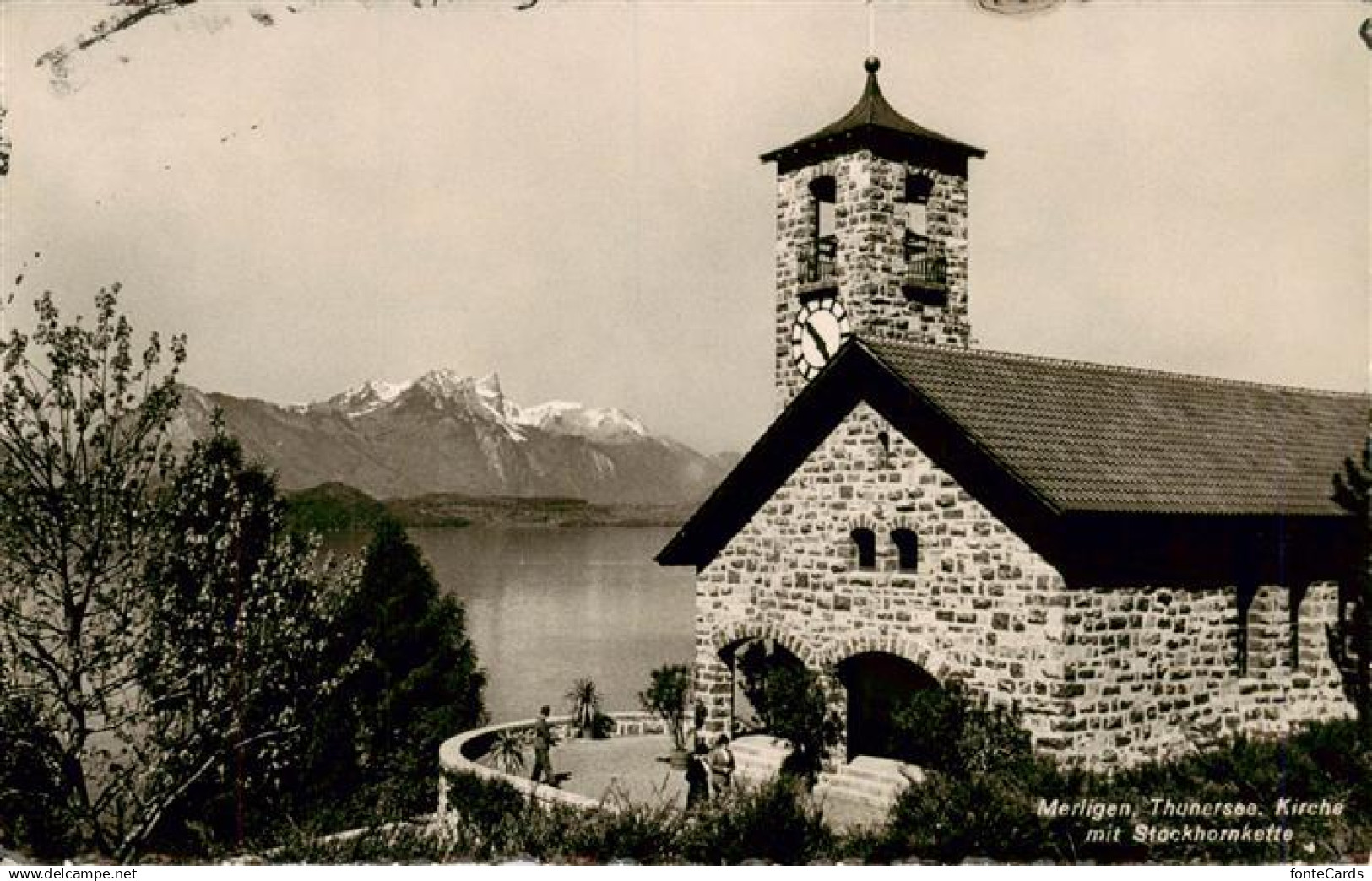 13960678 Merligen Thunersee Thunersee Kirche mit Stockhornkette