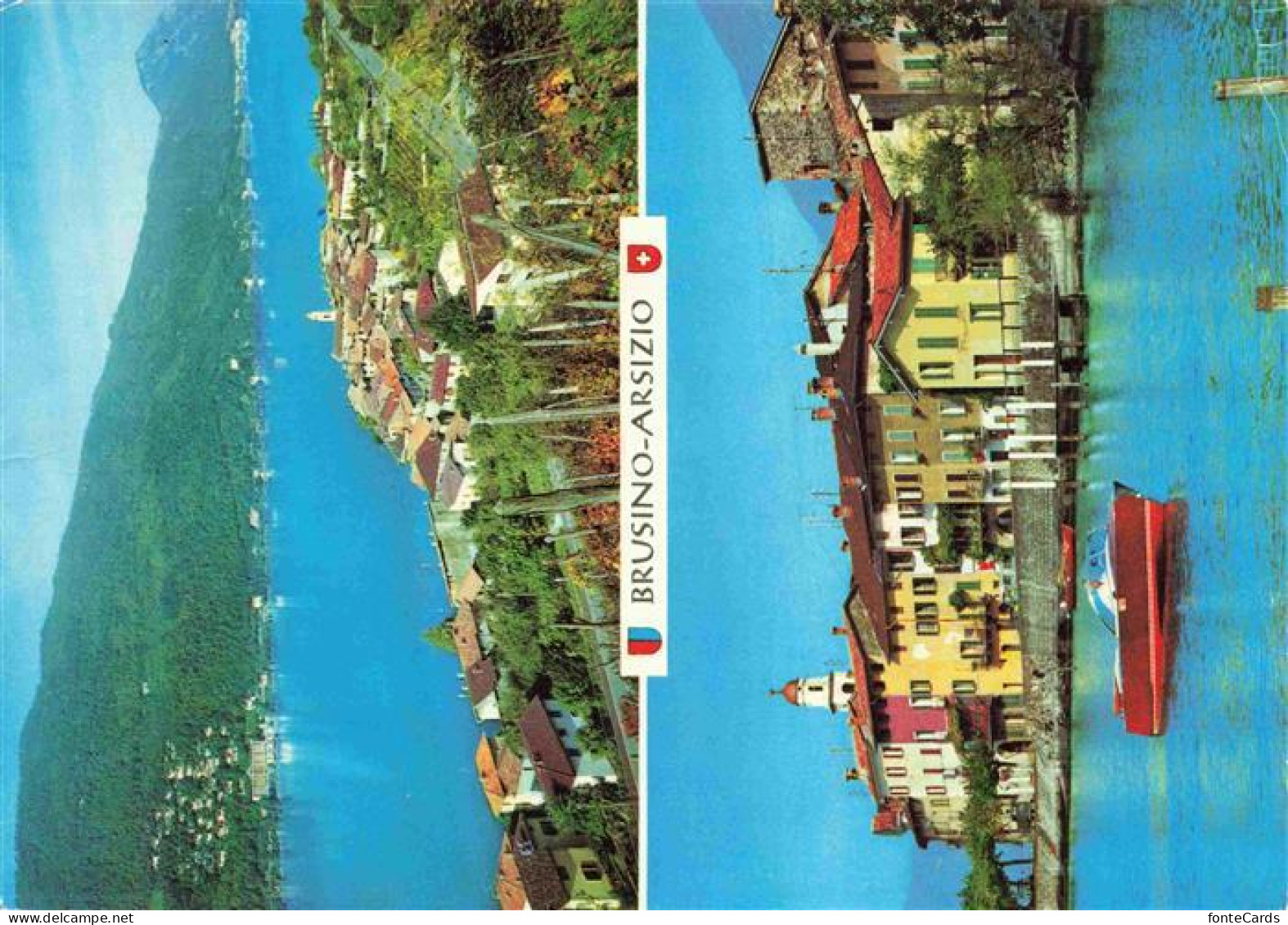 13969420 Brusino-Arsizio_Brusinosizio_TI Panorama Lago di Lugano Haeuserpartie a