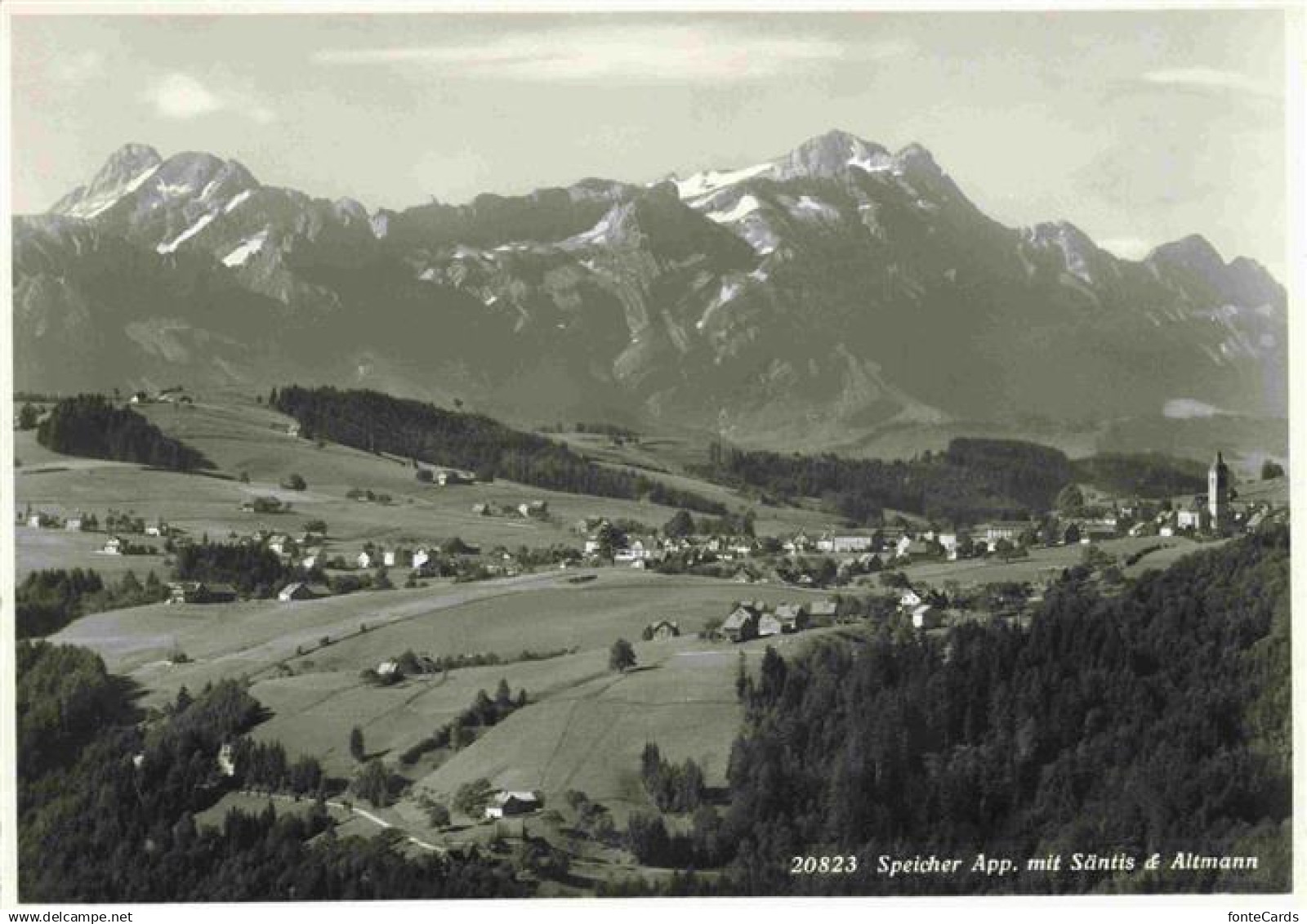 13993459 Speicher Appenzell AR Fliegeraufnahme mit Saentis und Altmann