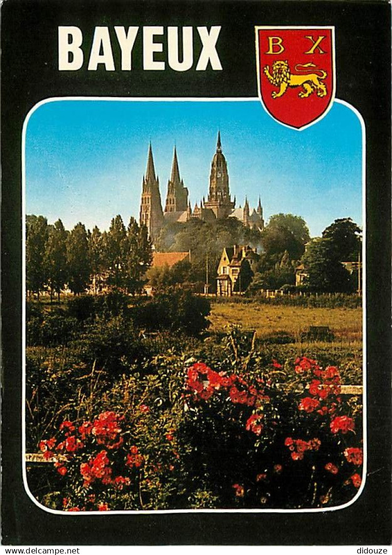 14 - Bayeux - La Cathédrale Notre Dame - Fleurs - Blasons - Flamme Postale de Bayeux - CPM - Voir Scans Recto-Verso