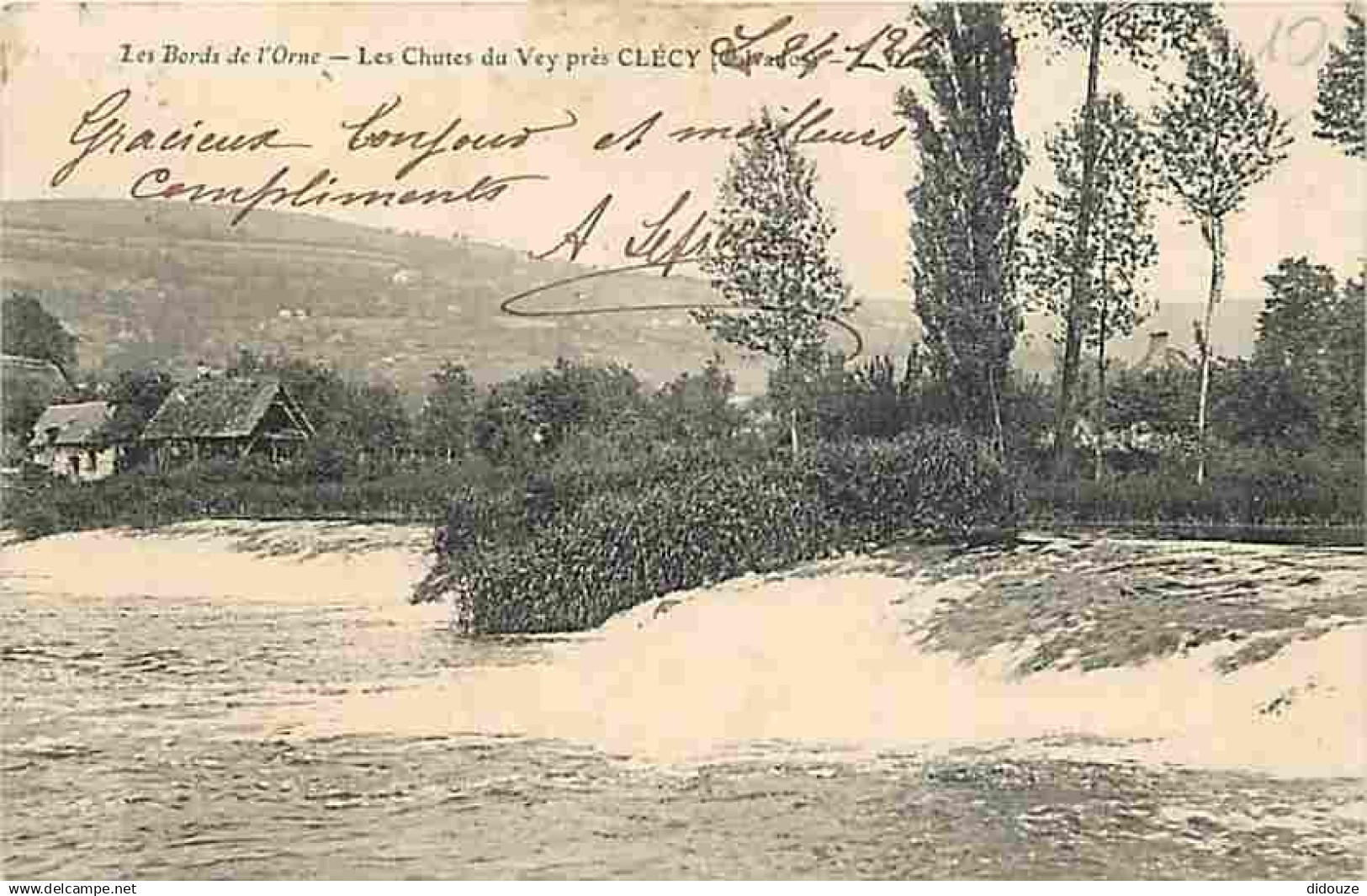 14 - Clécy - Les Bords de l'Orne - Les Chutes du Vey près de Clécy - Oblitération ronde de 1905 - CPA - Voir Scans Recto