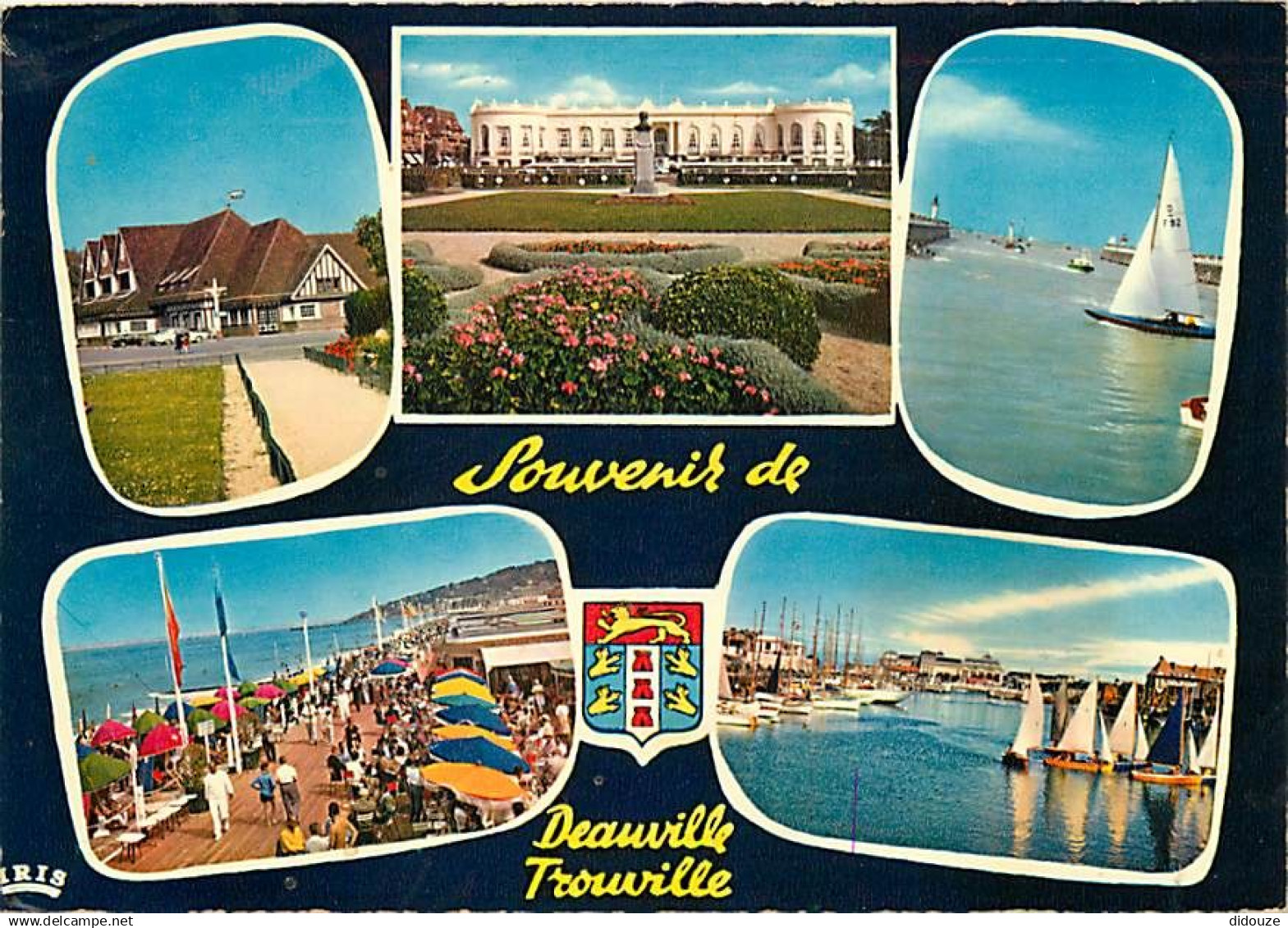 14 - Deauville - Trouville - Multivues - Les Planches - Fleurs - Blasons - Flamme Postale de Deauville - CPM - Voir Scan