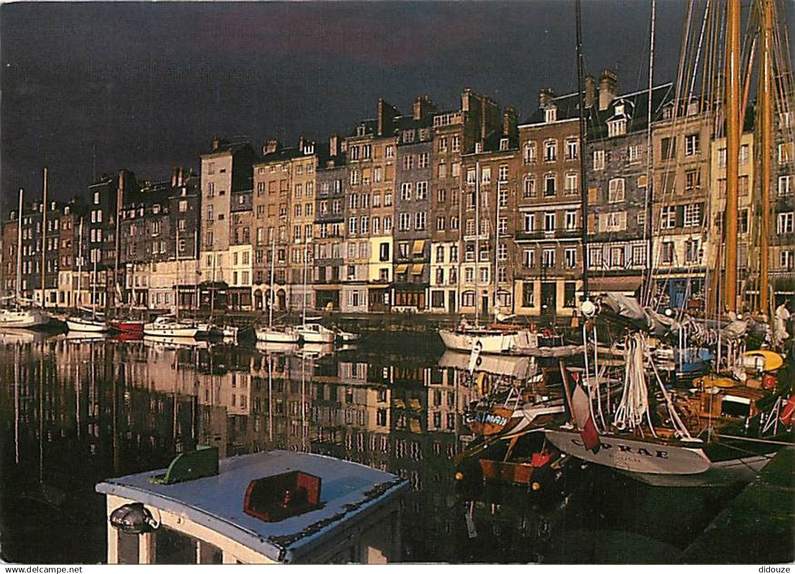 14 - Honfleur - Le vieux port - Vue de Nuit - Bateaux - Flamme Postale de Honfleur - CPM - Voir Scans Recto-Verso