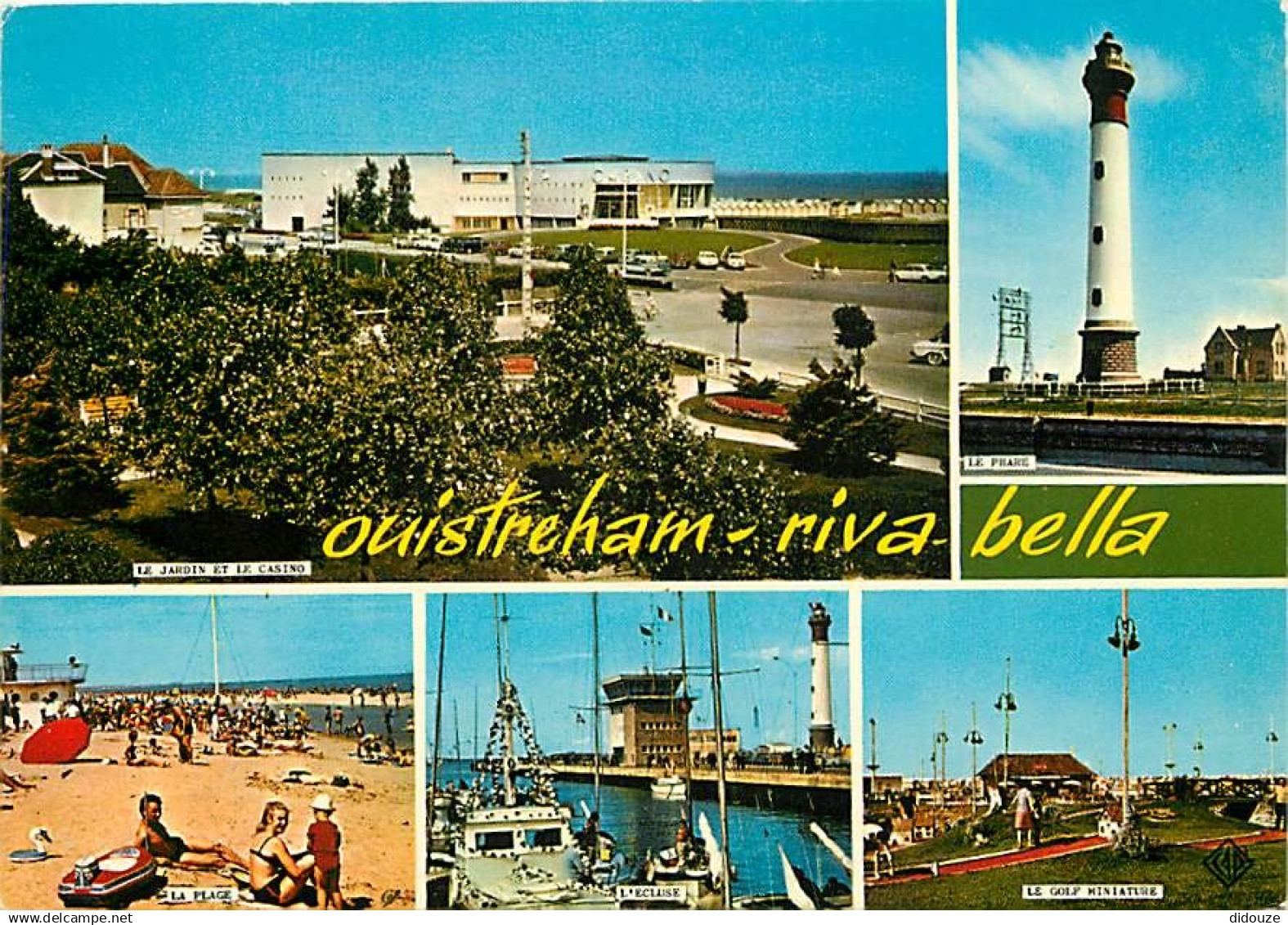 14 - Ouistreham - Riva Bella - Multivues - Scènes de Plage - Phare - Flamme Postale de Ouistreham Riva Bella - CPM - Voi