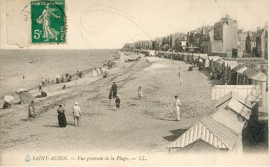 14- SAINT-AUBIN SUR MER. Vue générale de la plage.