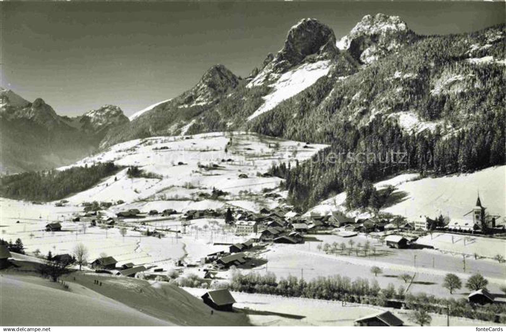 14014469 Boltigen Winterpanorama Blick gegen Mittagfluh und Holzerhorn