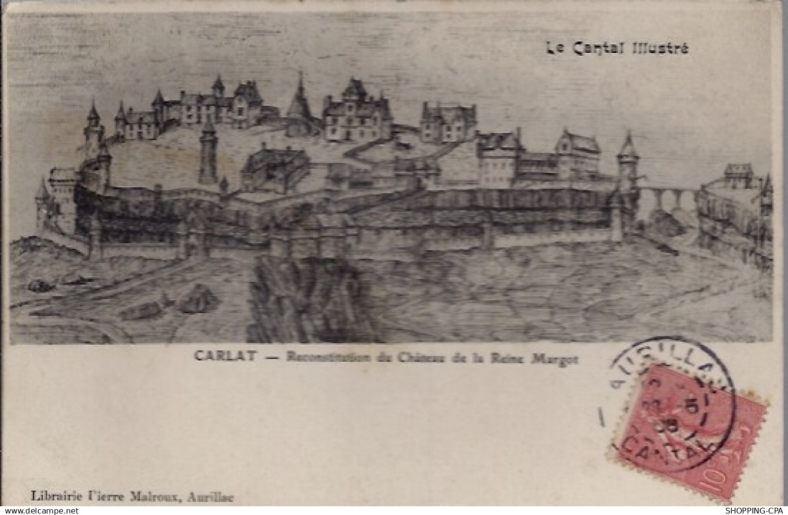 15 - Carlat - Reconstitution du château de la Reine Margot - Voyagé - Dos di...