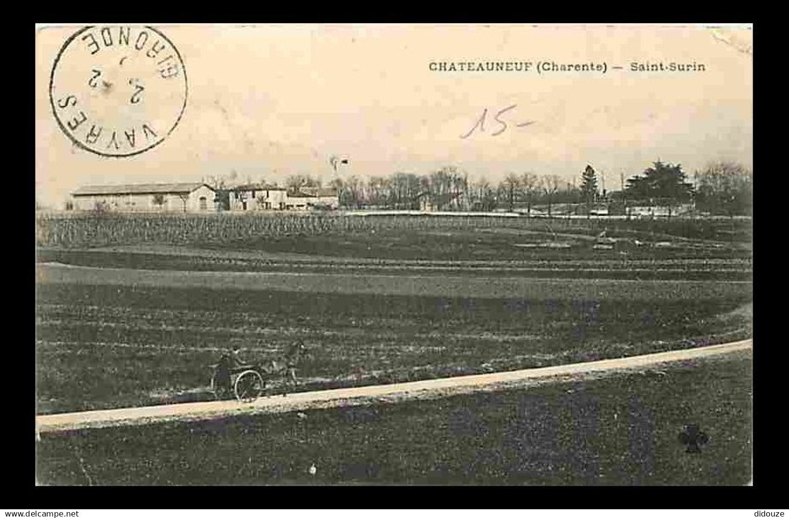 16 - Chateauneuf sur Charente - Saint-Surin - Animée - Correspondance - Oblitération ronde de 1915 - CPA - Voir Scans Re