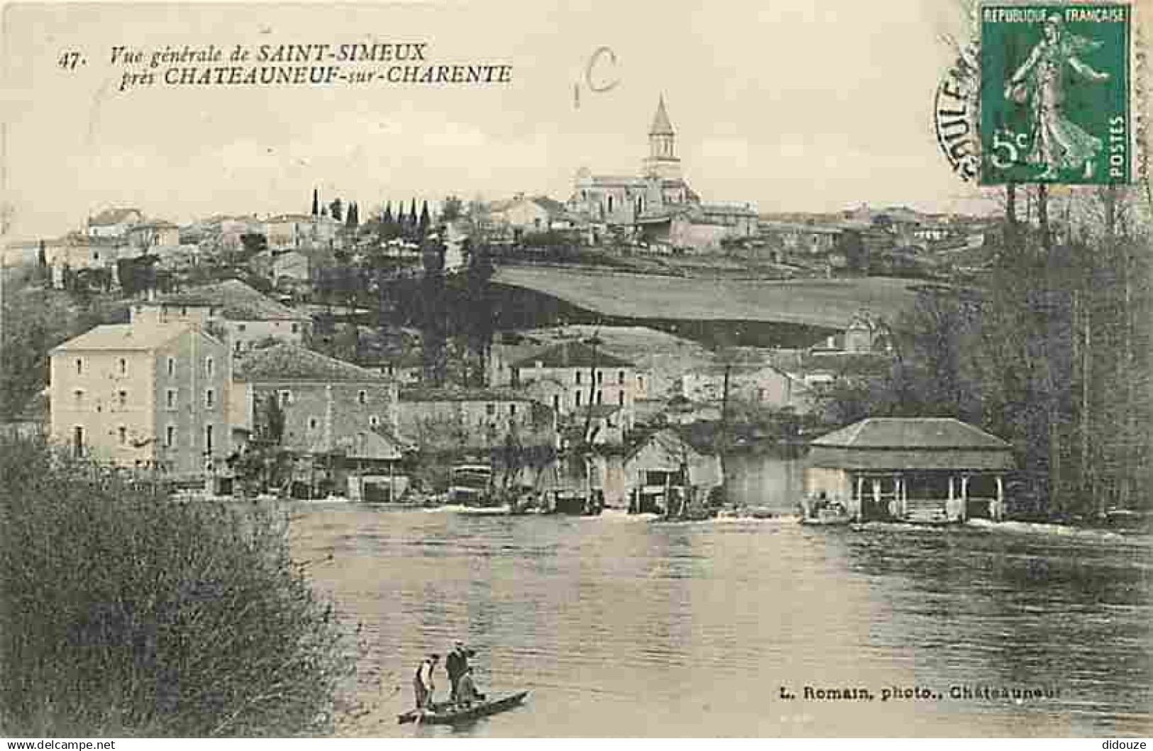 16 - Chateauneuf sur Charente - Vue Générale de Saint-Simeux - Animée - Oblitération ronde de 1912 - CPA - Voir Scans Re