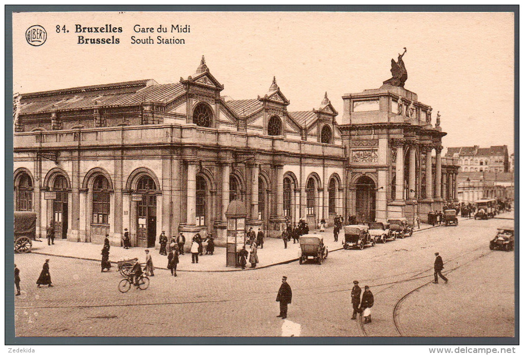 1638 - ohne Porto - alte Ansichtskarte - Bruxelles Brüssel -  La Gare du Midi - Bahnhof Station n. gel. TOP