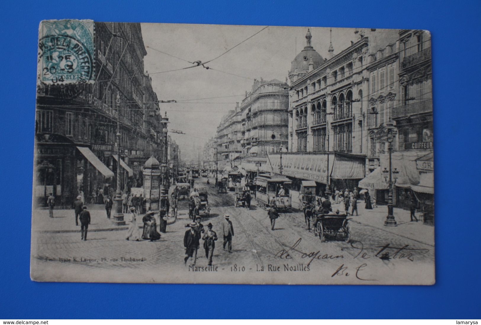 1903 LA RUE NOAILLES .MARSEILLE CPA-Carte Postale[13] Bouches-du-Rhône Très animée ligne tramway trolley bus pour Toulon