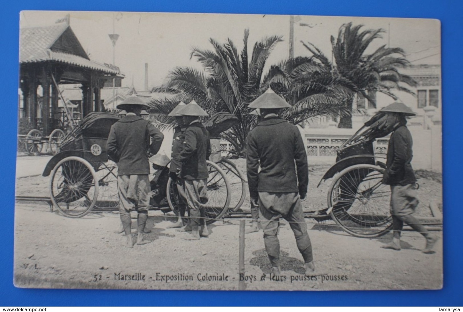 1906 CPA EXPOSITION COLONIALE MARSEILLE BOYS ET POUSSES POUSSES COCHINCHINE- ANNAMITE Carte Postale 13 Bouches-du-Rhône