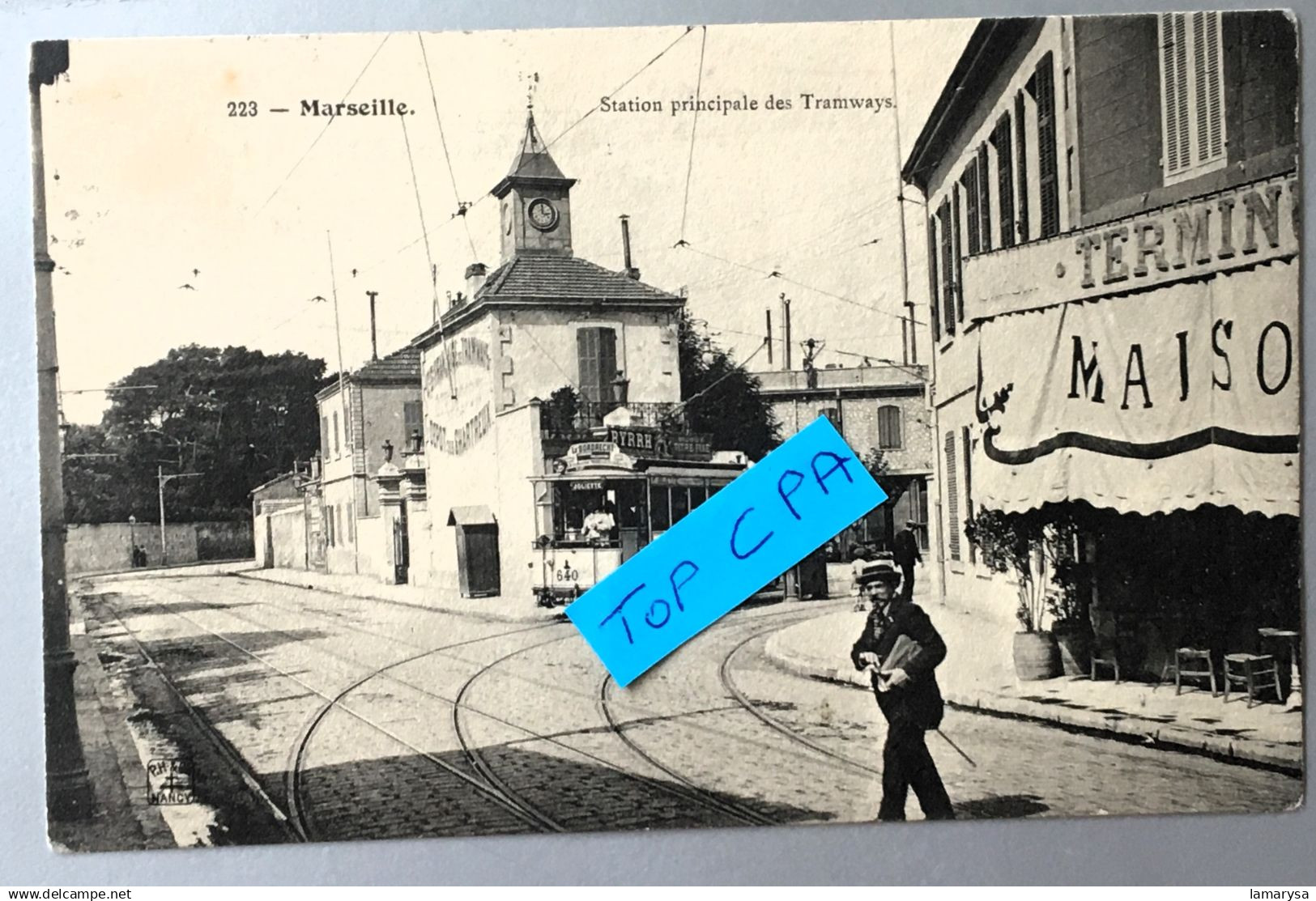 1907-Marseille Saint-Just Station principale des Tramways Tram N°640 [13] B-D-R-Top CPA Carte Postale