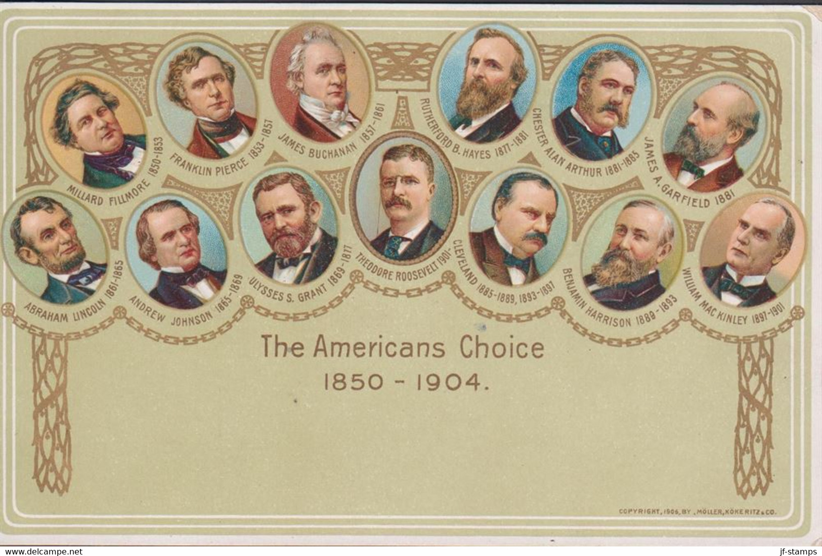 1907. USA. Postcard The Americans Choice 1850 - 1904. Beautiful card with all the presidents from that per... - JF437352