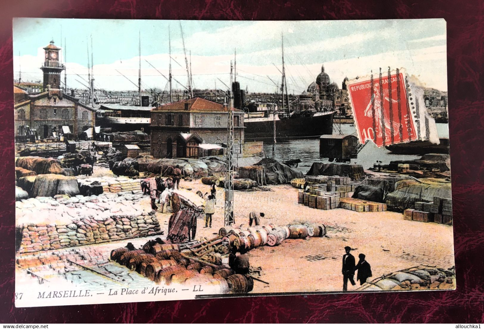 1909 Marseille La place d'Afrique Vieux Port, Saint Victor, Le Panier [13] B-d-R Carte Postale-CPA-colorisée