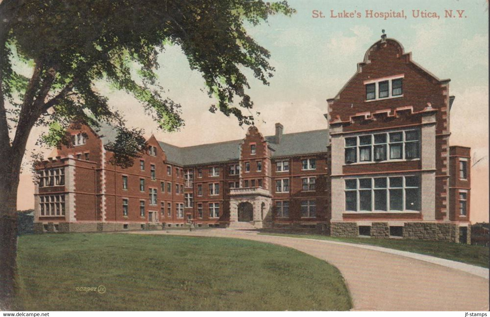 1911. USA. Postcard (St. Luke's Hospital, Utica, N.Y. ) with 2 cents WASHINGTON to England cancelled FRANK... - JF437540