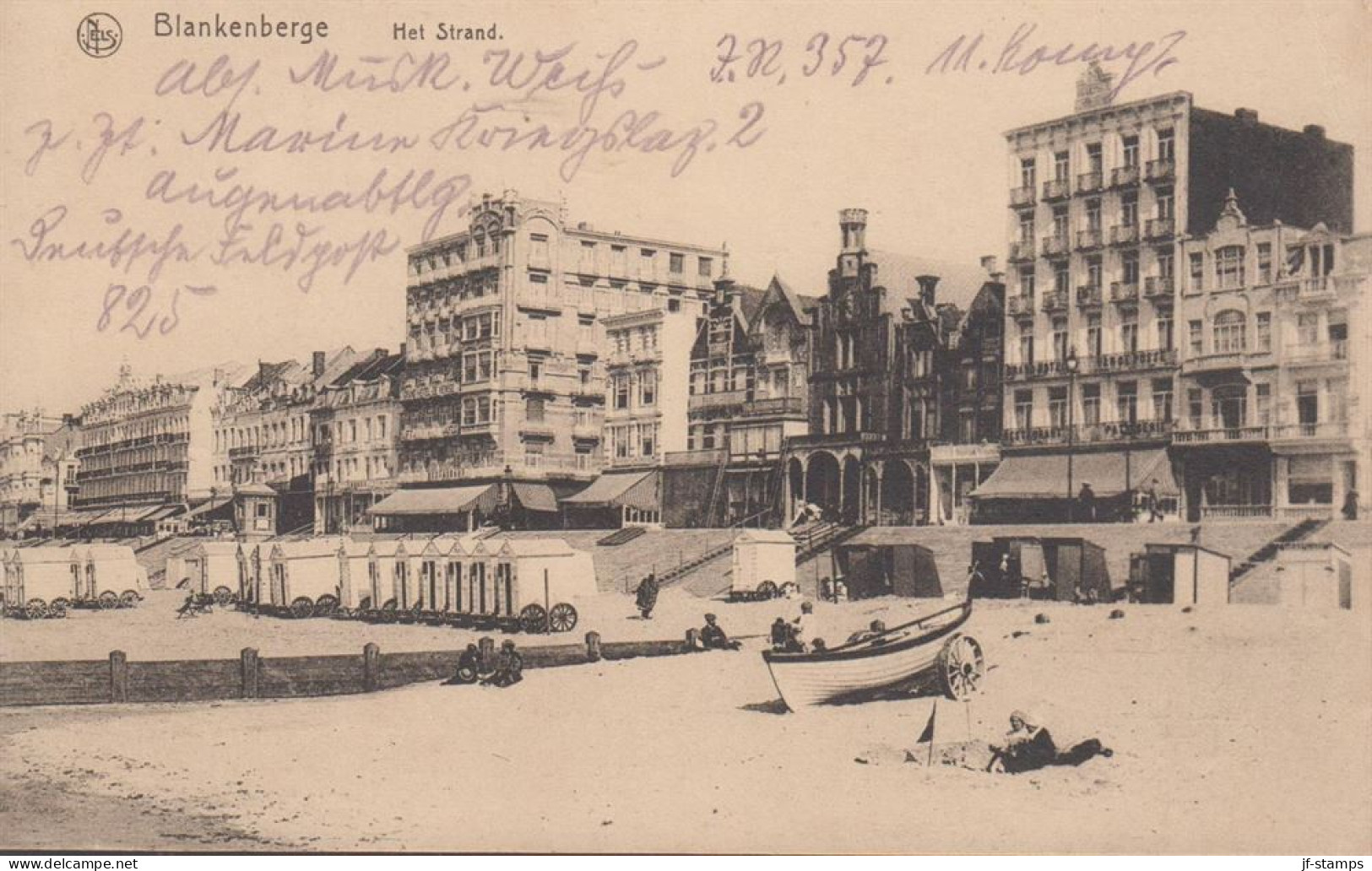 1917. Belgium. WW1. Interesting FIELD POST post card (Blankenberge - Het Strand) cancelled Kaiserliche Mar... - JF437609