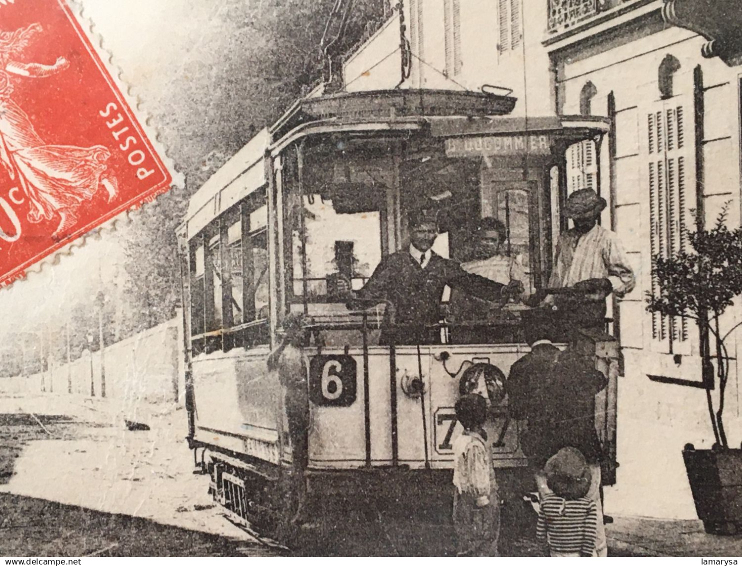 1917-Marseille  Montolivet Le village Le Centre Tramway Tram N°6 Devant Bar café [13] B-D-R- Top CPA Carte Postale