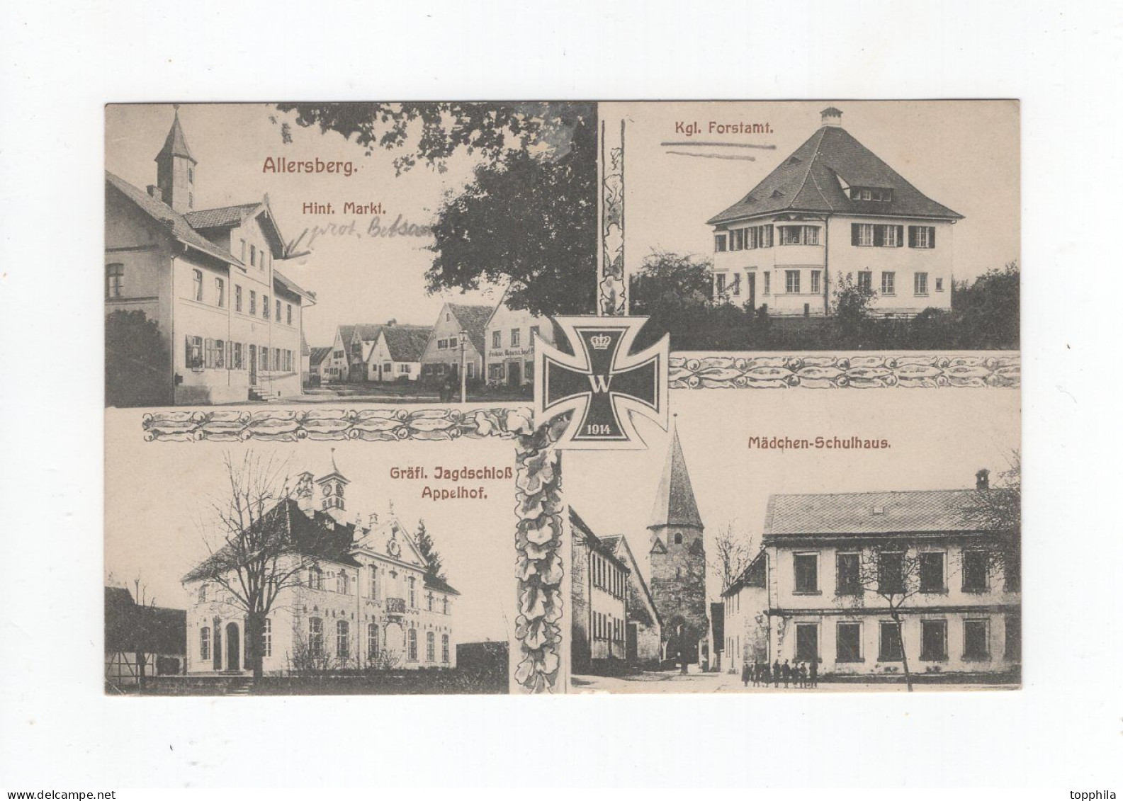 1918 Bayern Markt Allersberg (Lkr Roth) Mehrbilder Fotokarte mit Hint. Markt, Forsthaus, Jagdschloss, Schulhaus