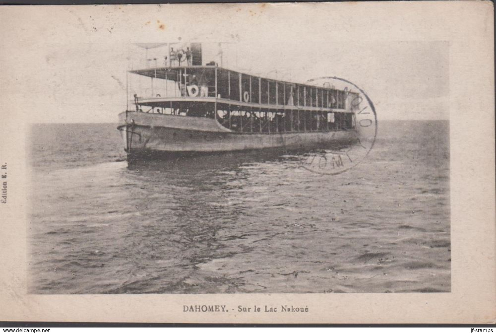 1919. DAHOMEY. Postcard (DAHOMEY - sur le Lac Nakoue) interesting card with STEAMER motive and... (Michel 61) - JF437140