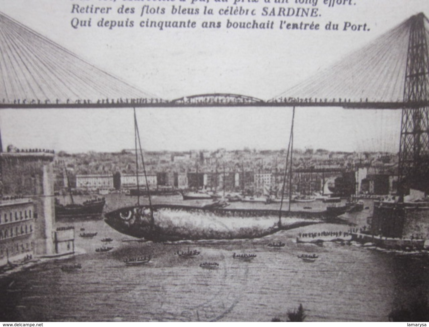 1933 CPA Le Pont Transbordeur Carte Postale 13 Bouches-du-Rhône Marseille-La Sardine qui Bouche le Vieux Port depuis 50a